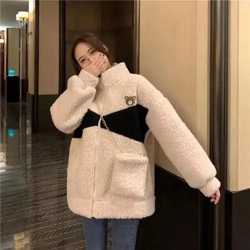 Aran Isles Knitwear × Custommade × Japanese Brand Sweater Women Coat Loose 2023 Winter Zipper Lamb Wool Size ONE SIZE - 4 Thumbnail