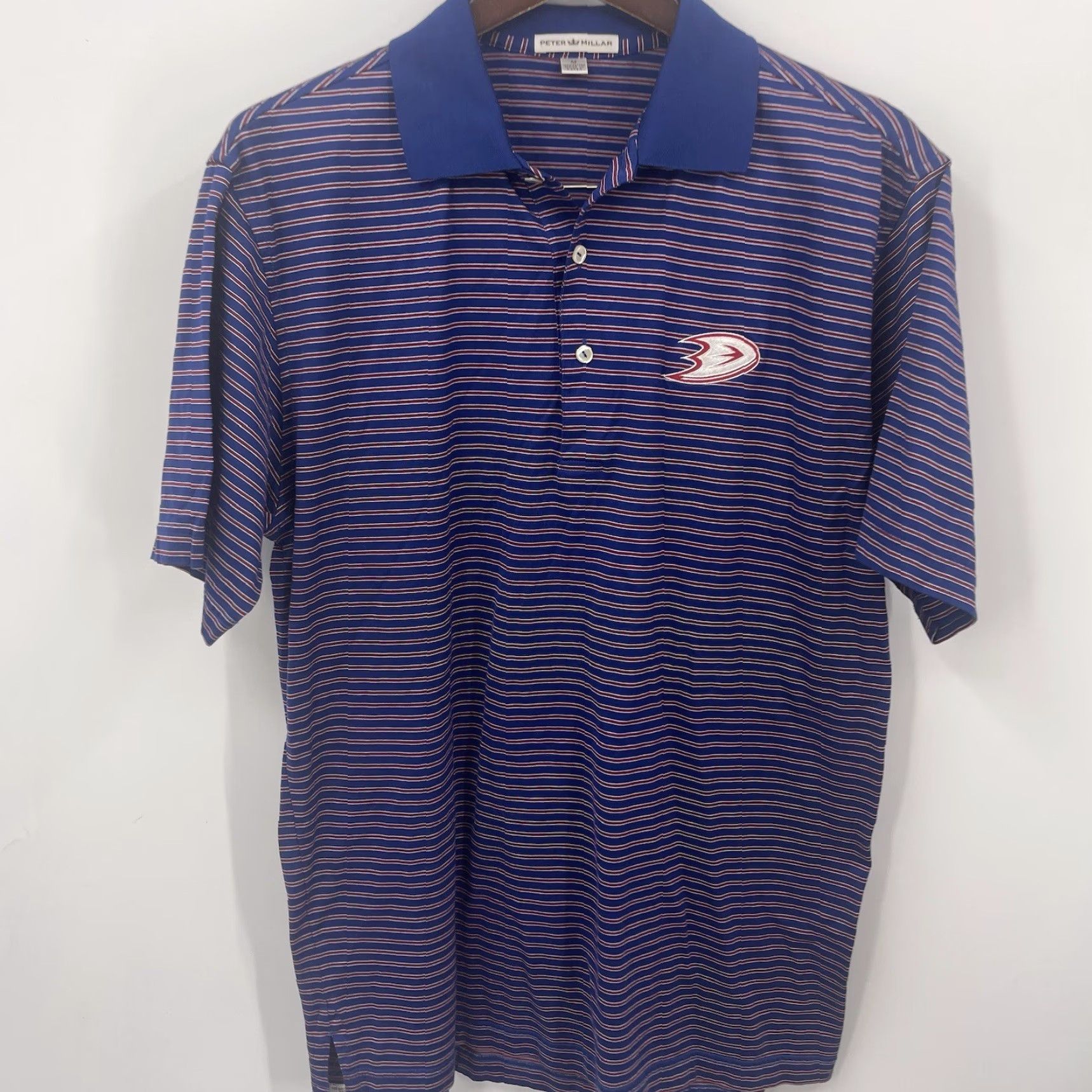 Peter Millar Peter Millar Polo Shirt Men M Red Blue Striped Short Sleeve Golf Preppy Dad Size US M / EU 48-50 / 2 - 4 Thumbnail
