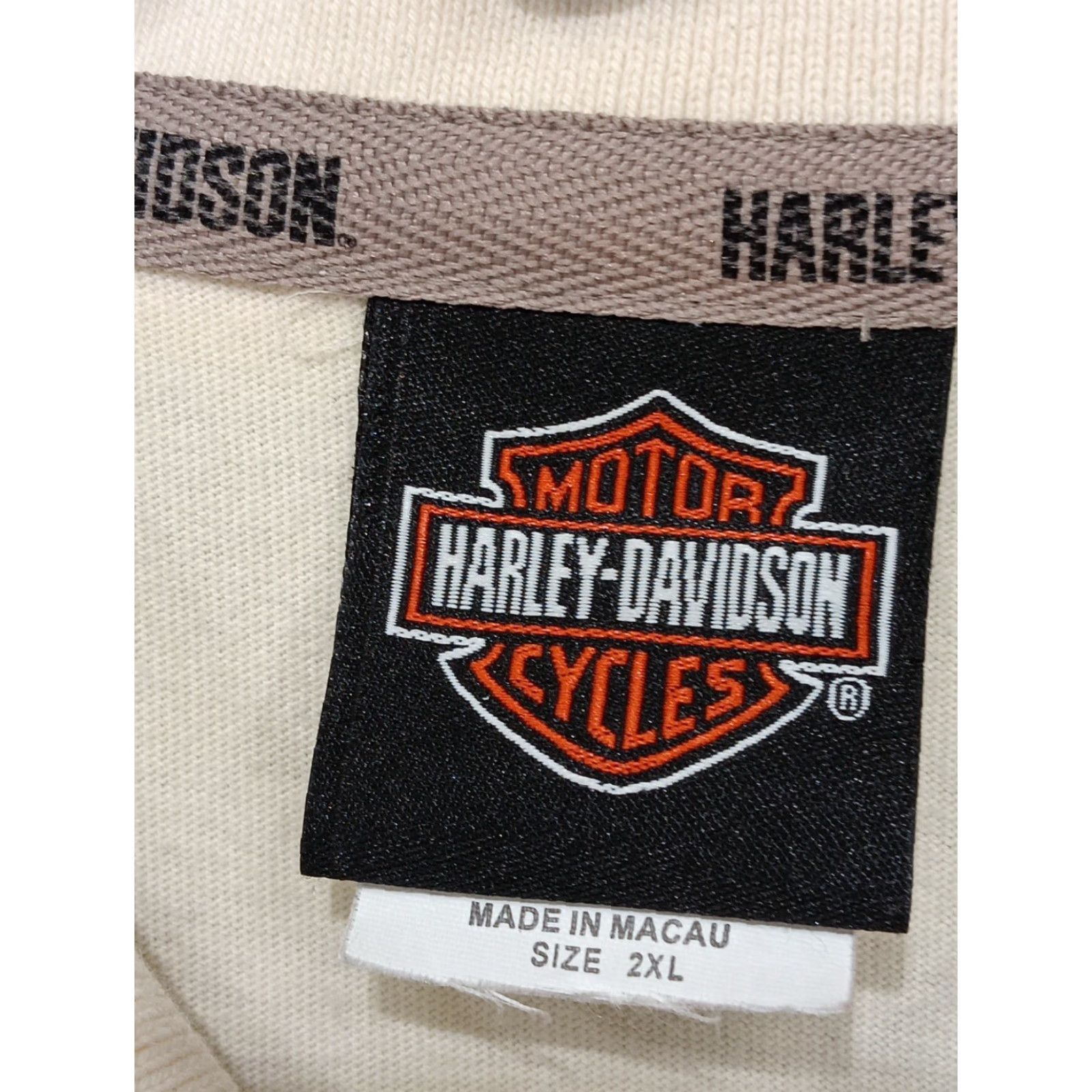 Harley Davidson Harley-Davidson Polo Shirt Beige 2XL 100% Cotton Embroidered Logo Short Sleeve Regular Fit Men Size US XXL / EU 58 / 5 - 5 Thumbnail