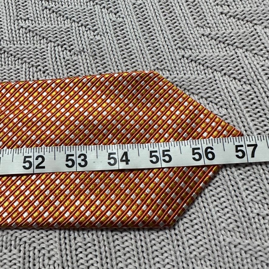 Paul Fredrick Paul Fredrick metallic orange micro plaid silk tie Size ONE SIZE - 4 Thumbnail