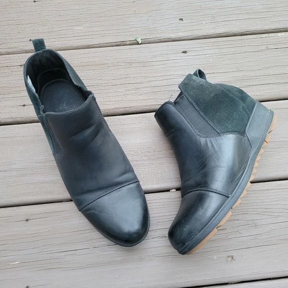 SOREL Sorel Evie Waterproof Black Leather Suede Pull-On Ankle Chel Size US 11 / IT 41 - 1 Thumbnail