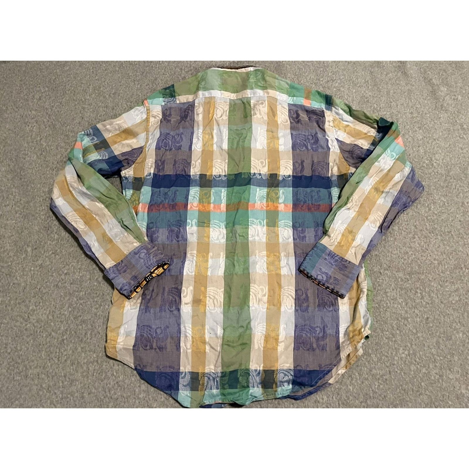 Robert Graham Robert Graham Long Sleeve Button-Up Shirt Cotton Linen Mens L Multicolor Plaid Size US L / EU 52-54 / 3 - 7 Thumbnail