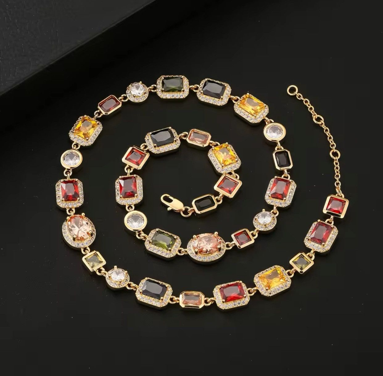Japanese Brand × Other × Vintage Zirconia Iced Out Gemstone Chain Size ONE SIZE - 2 Thumbnail