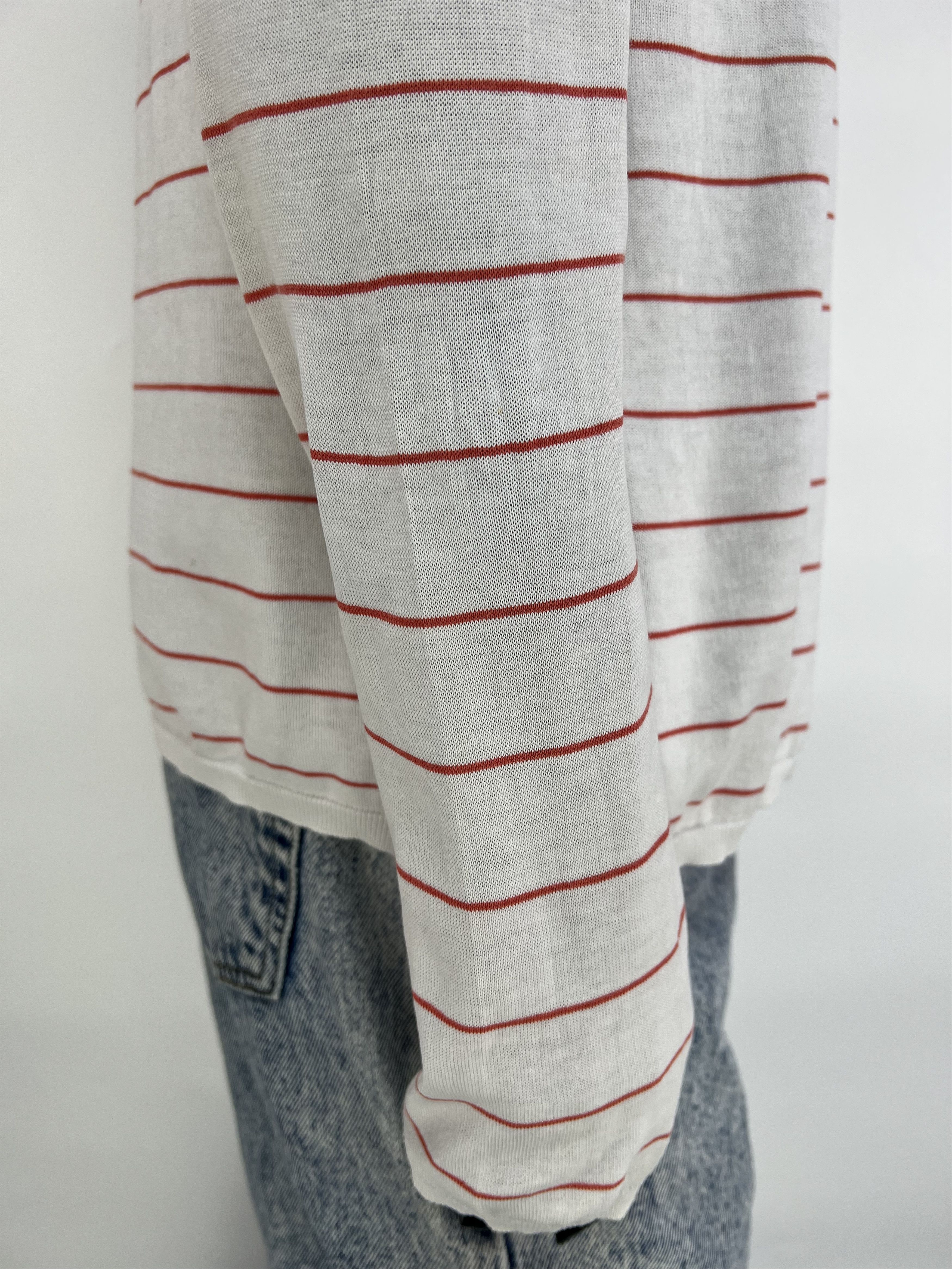 Malo Malo 100% Cotton Striped Crew Neck Cardigan Size IT 46 Size L / US 10 / IT 46 - 9 Thumbnail