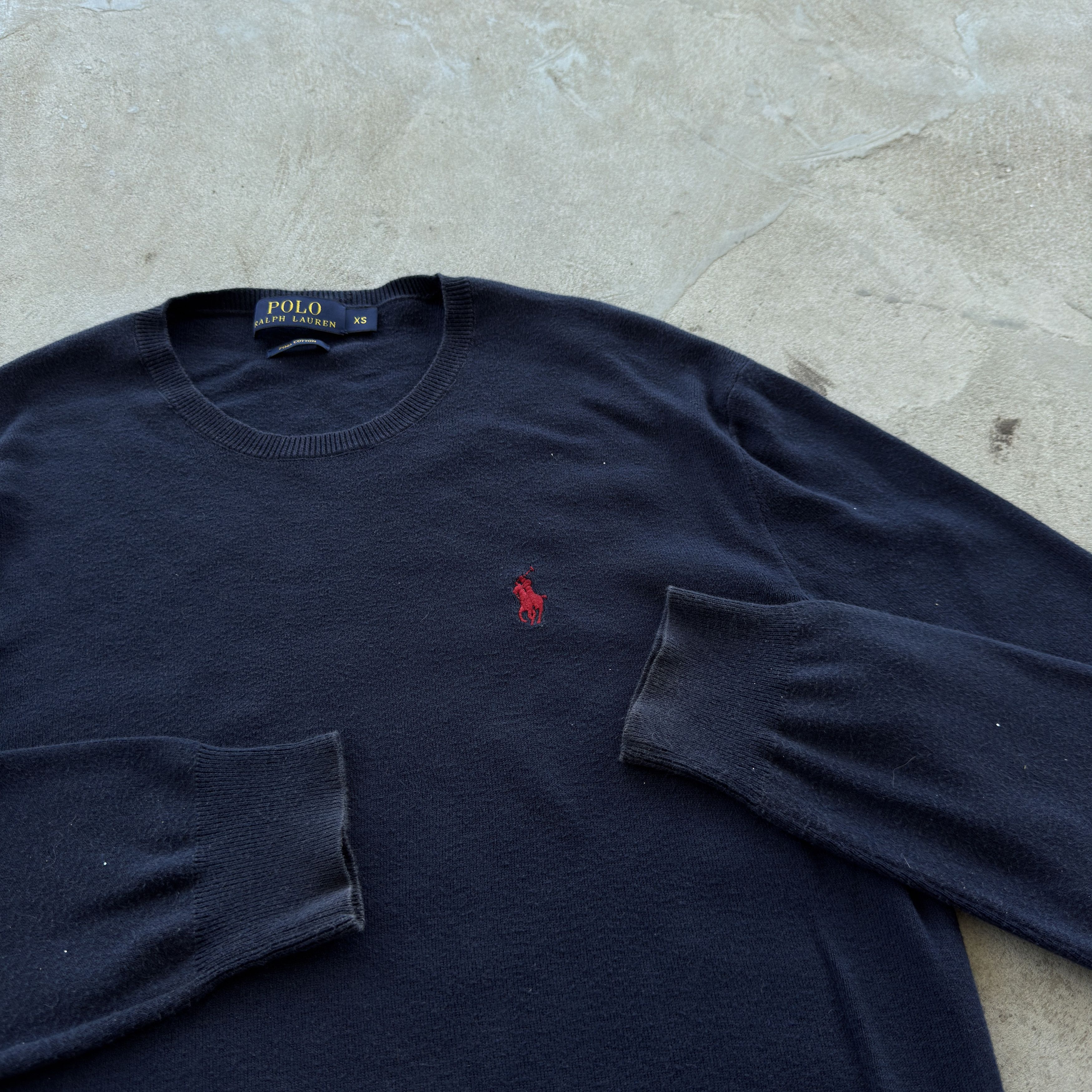 Polo Ralph Lauren Polo Ralph Lauren Navy Pima Cotton Crewneck Sweater Size XS Size US XS / EU 42 / 0 - 4 Thumbnail