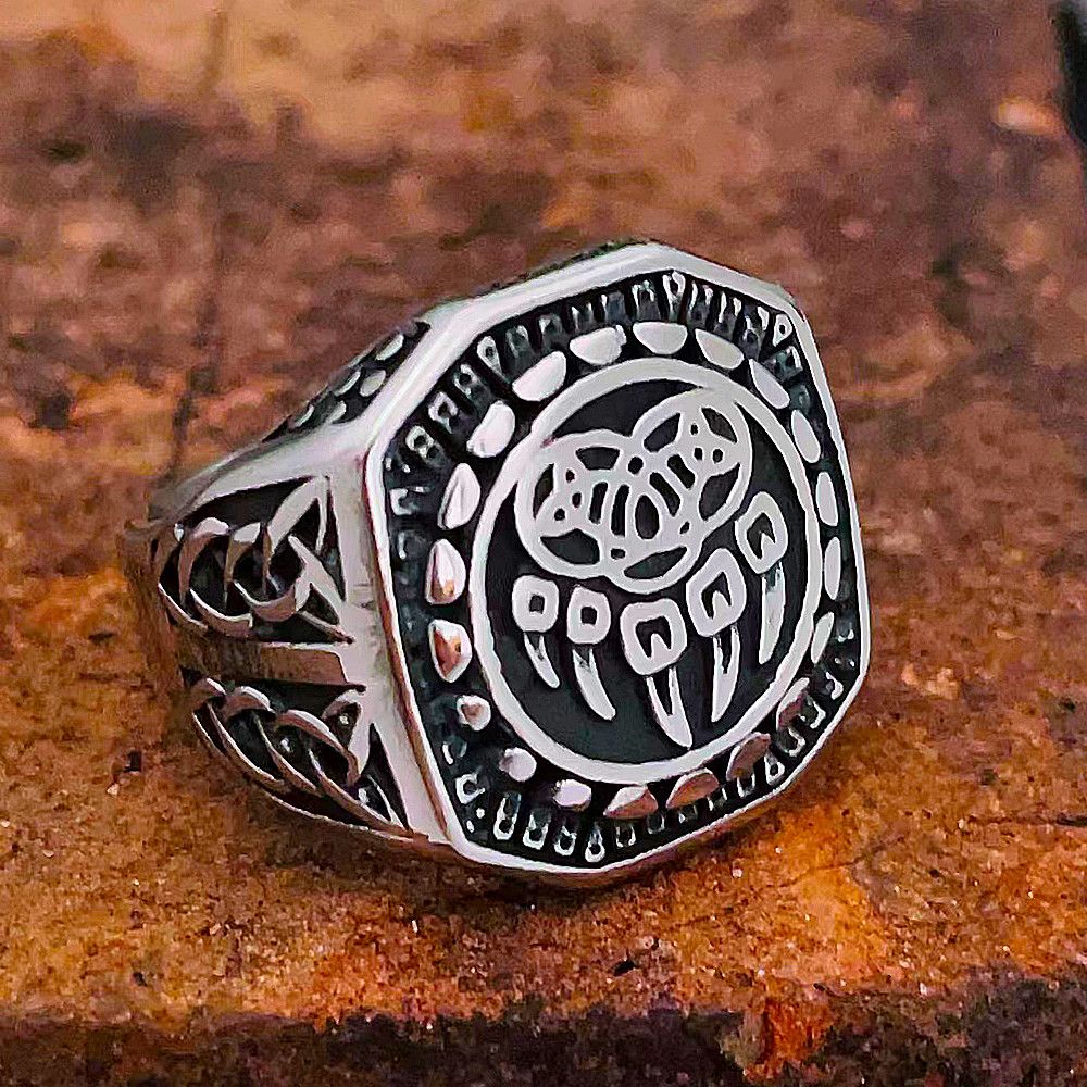 Vintage SIZE 10 Viking Bear Claw RStainless Steel Odin Celtic Ring Size ONE SIZE - 2 Thumbnail