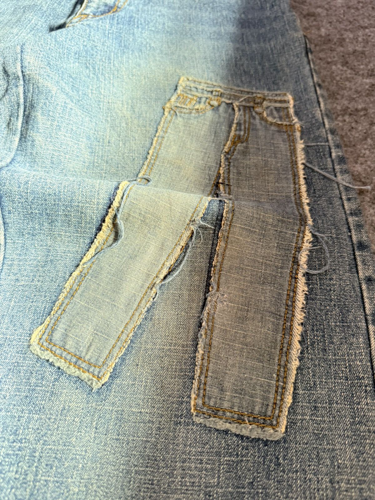 Beauty Beast × Japanese Brand Ignition Trompe L’oeil Pants On Pants Patched Denim Jeans Size US 27 - 7 Thumbnail