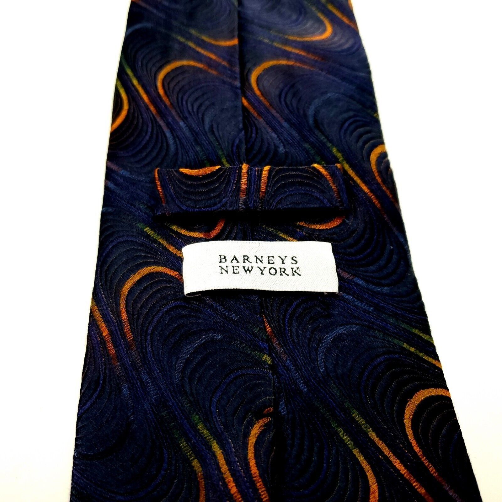 Barneys New York Barney's New York Dark Blue Silk Tie Woven Long Graphic Nove Size ONE SIZE - 4 Thumbnail