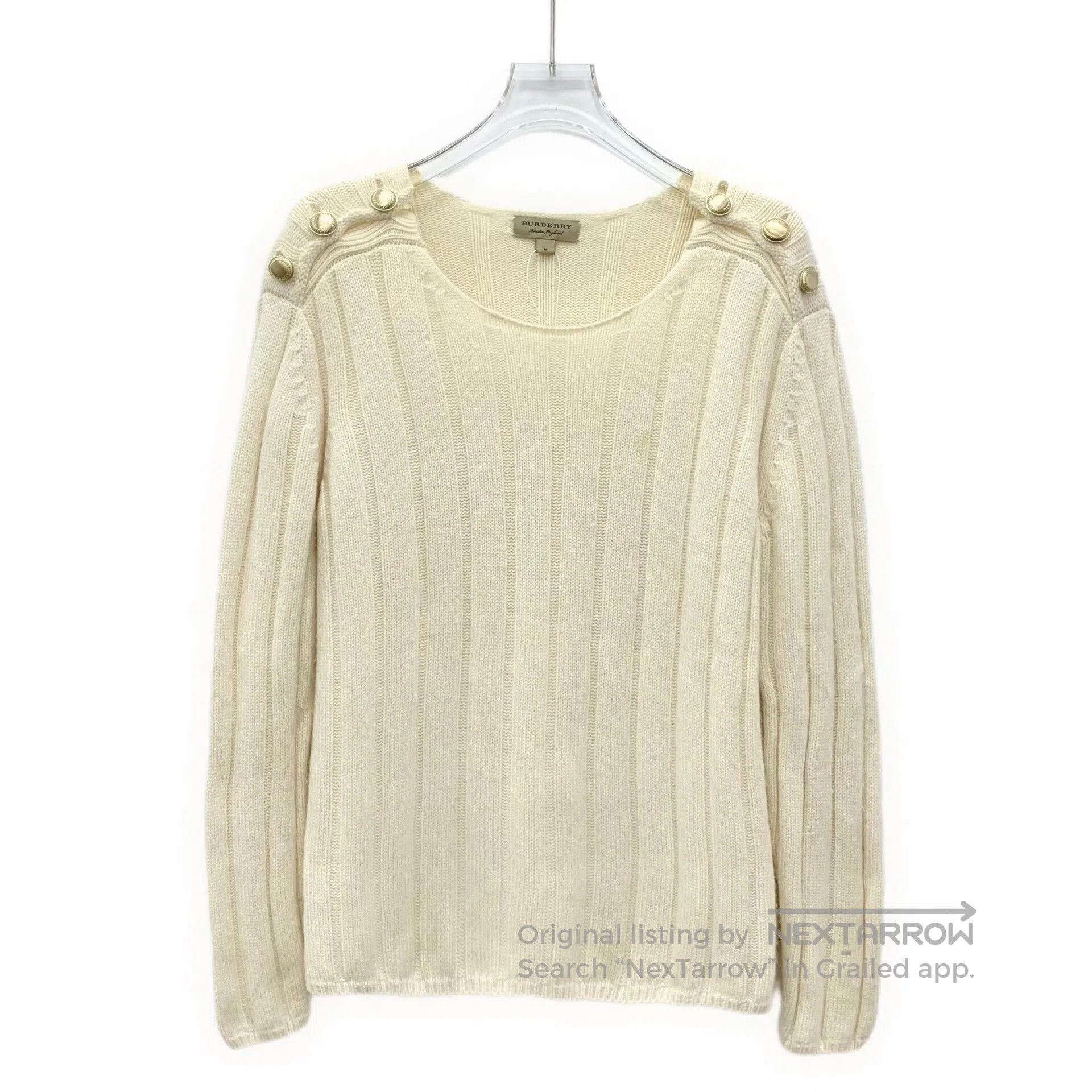 Burberry Burberry Beige buttoned woolen round-neck long-sleeve swea Size US M / EU 48-50 / 2 - 1 Thumbnail