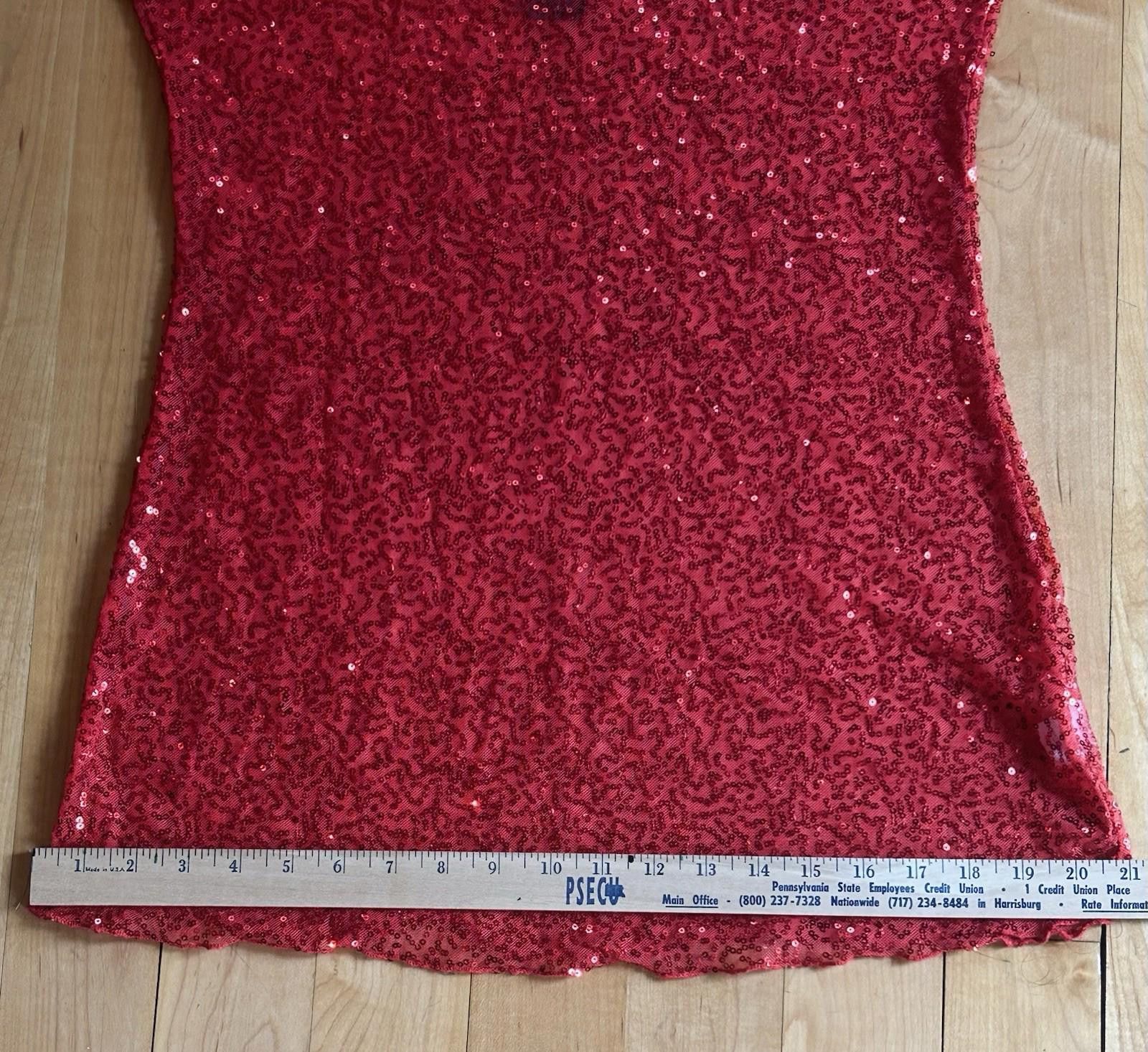 Other Tank Top Orange Red Sequins Sheer Sleeveless Stretch Mermaid Size L / US 10 / IT 46 - 8 Thumbnail