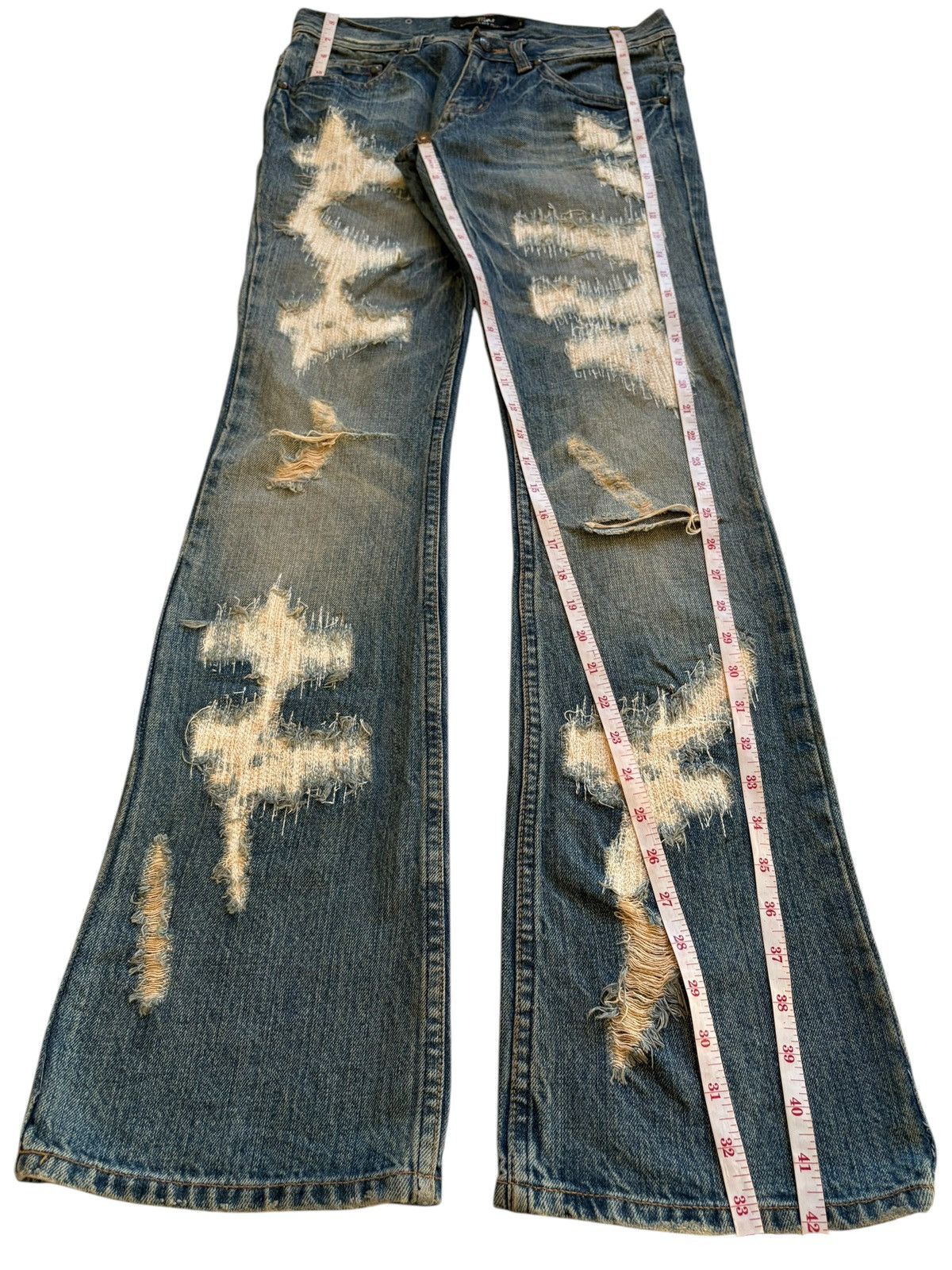 If Six Was Nine Vintage Midas Sashiko Rusty Mud Wash Bootcut Flare Jeans Size US 30 / EU 46 - 11 Thumbnail