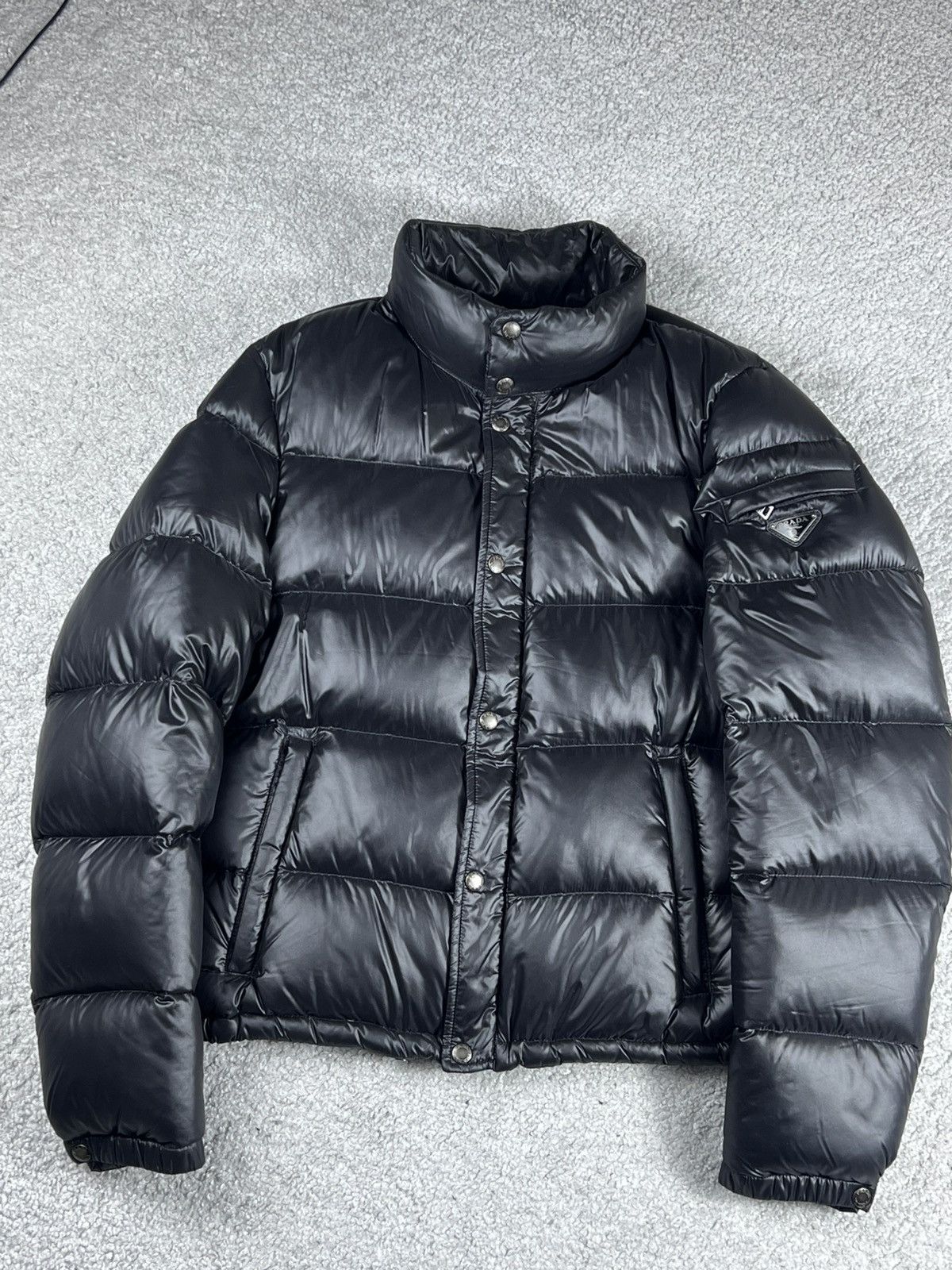 Prada Prada Black Shiny Triangle Down Puffer Jacket Size M Size US M / EU 48-50 / 2 - 3 Thumbnail