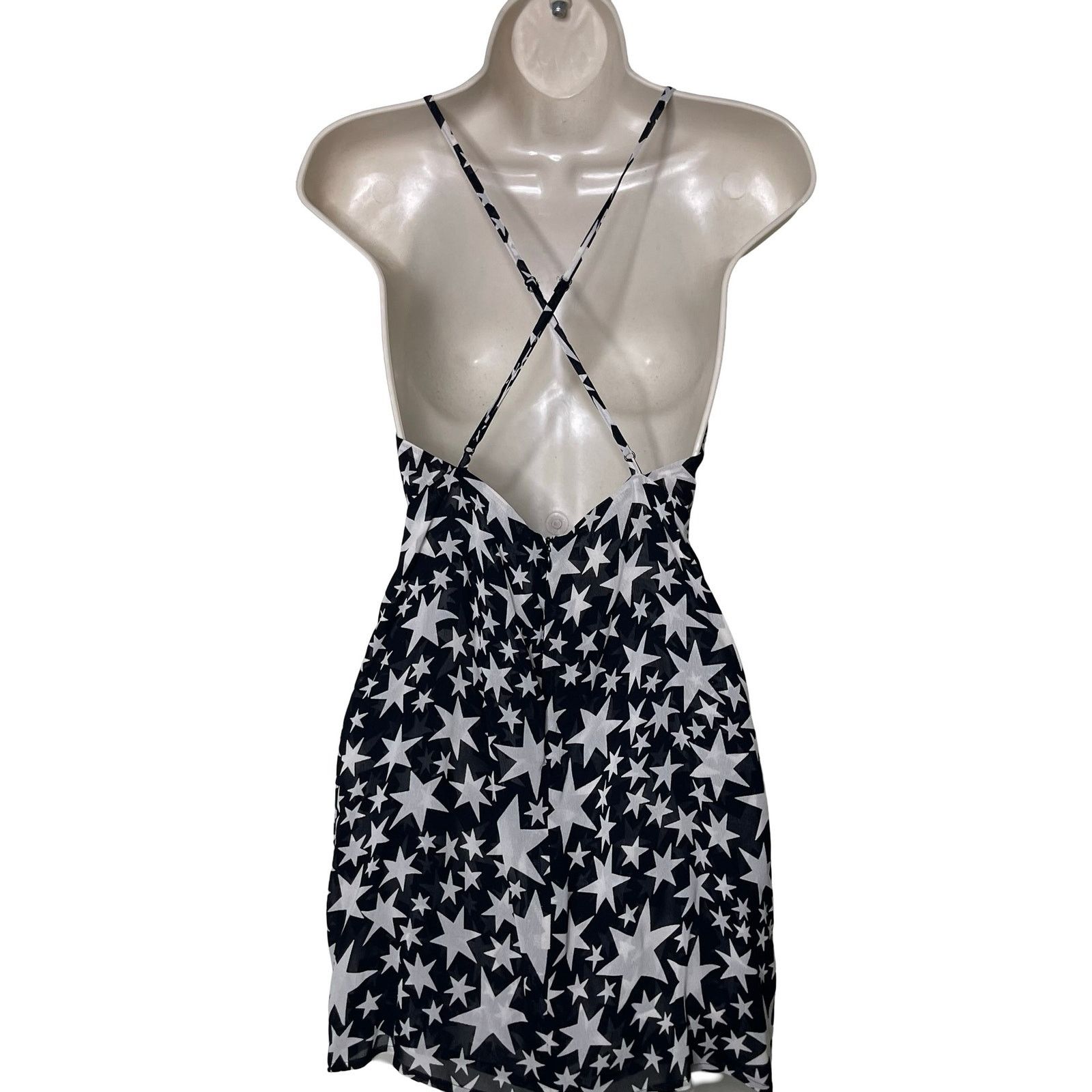 Reformation Reformation Black Star Print Sleeveless “Cosmo” Mini Dress Size XS / US 0-2 / IT 36-38 - 4 Thumbnail