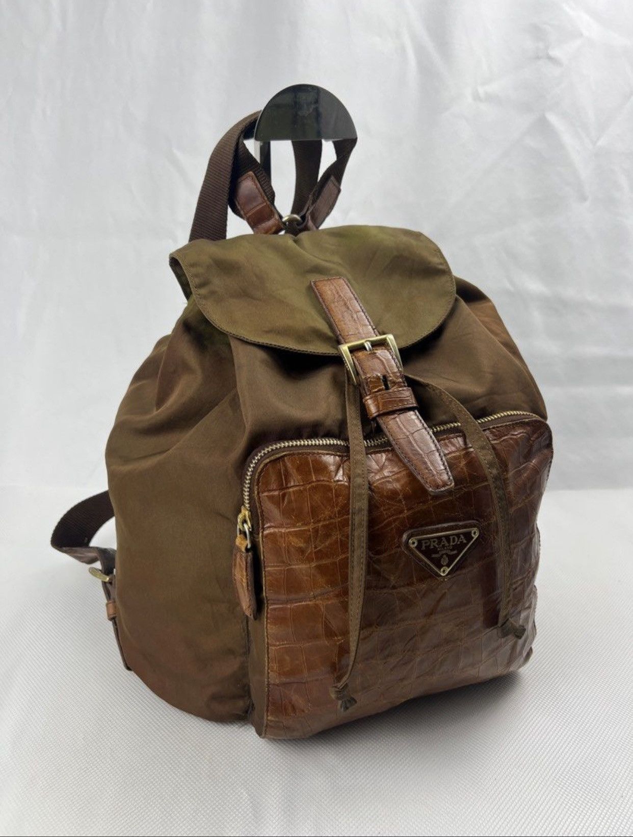 Prada Prada Tessuto Vintage Croco Embroired Leather Backpack Size ONE SIZE - 1 Thumbnail