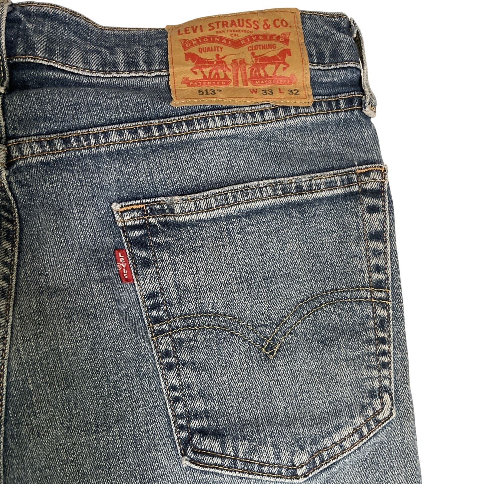 Levi's Levis 513 Jeans Men's 33x32 Blue Slim Straight Stretch Denim Size US 33 - 5 Thumbnail