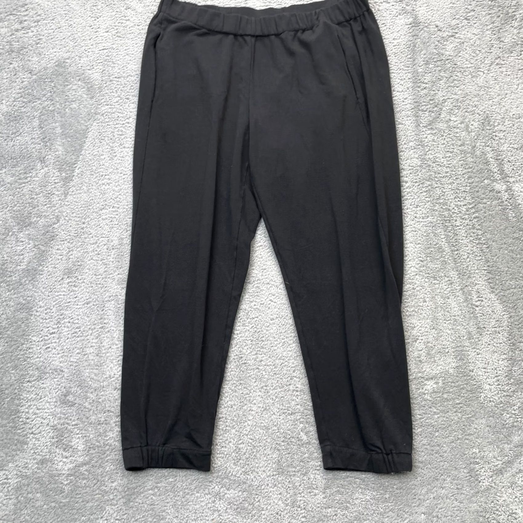 J. Jill J. Jill Sweatpants Womens Large Petite Black Pure Luxe Terry Lined Tapered Leg Pants Winter Spring Summer Fashion City Preppy - Womens Size 36" / US 14 / IT 50 - 2 Thumbnail