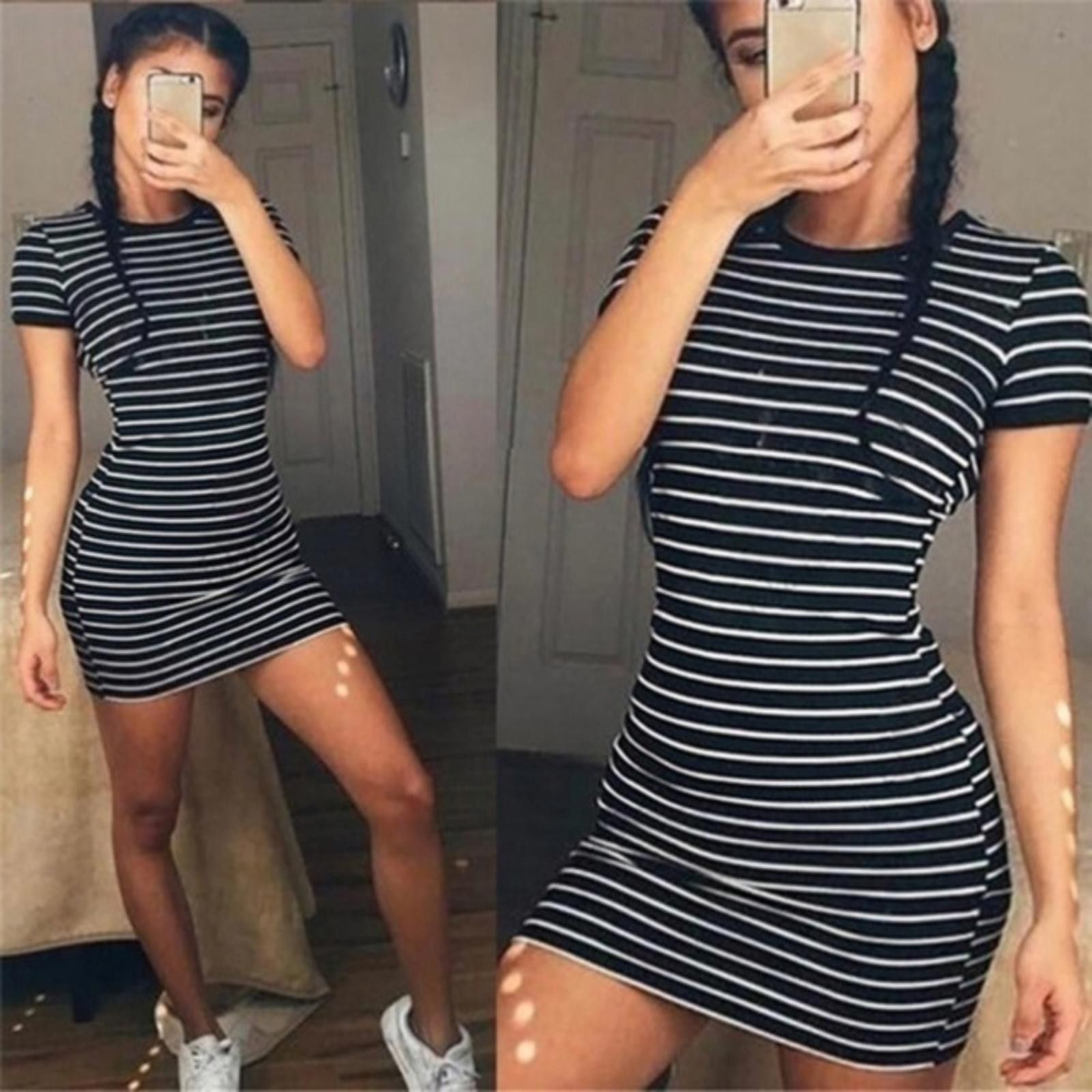Designer Striped Mini Dress NWT Size M / US 6-8 / IT 42-44 - 1 Thumbnail