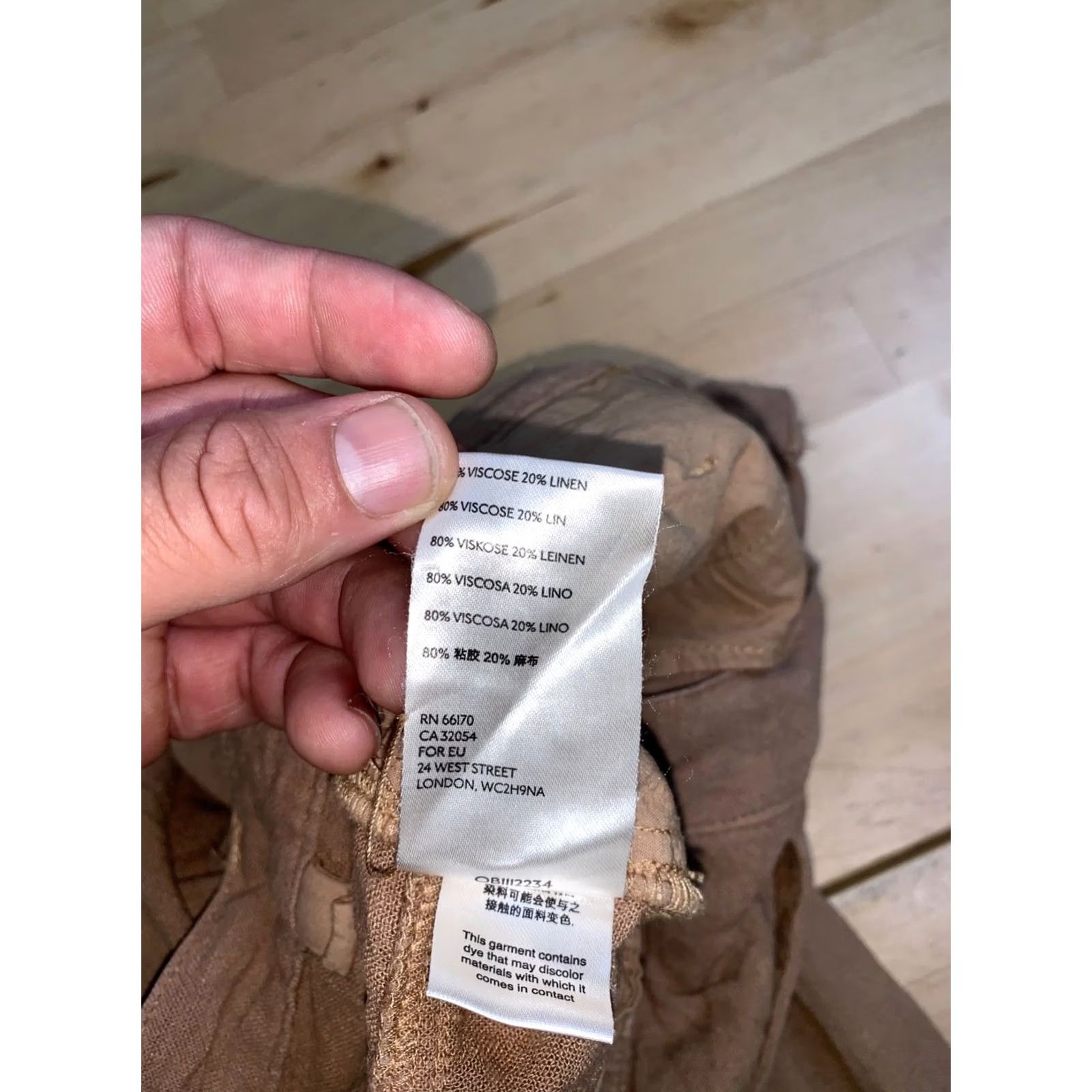 Free People VINTAGE Free People Linen Blend Flowy Pants Women 28 Tan Casual Boho 13292 Size 28" / US 6 / IT 42 - 4 Thumbnail