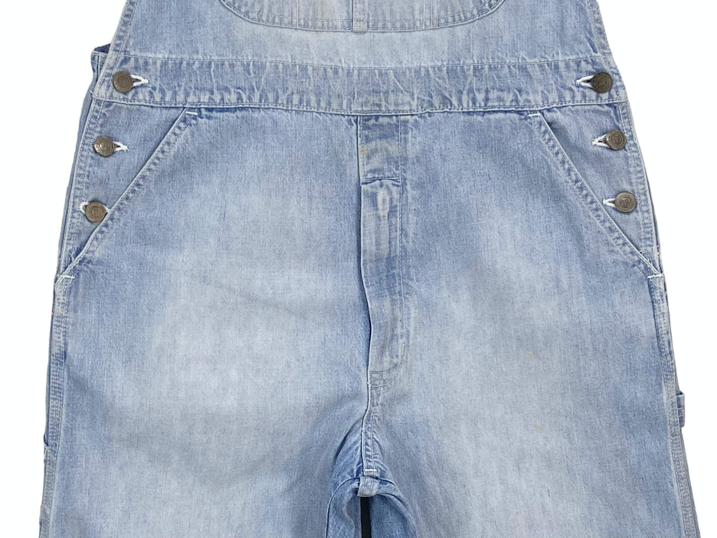 Big John × Vintage Big John Carpenter Bib Overalls Light Wash Jeans Size US 35 - 7 Thumbnail