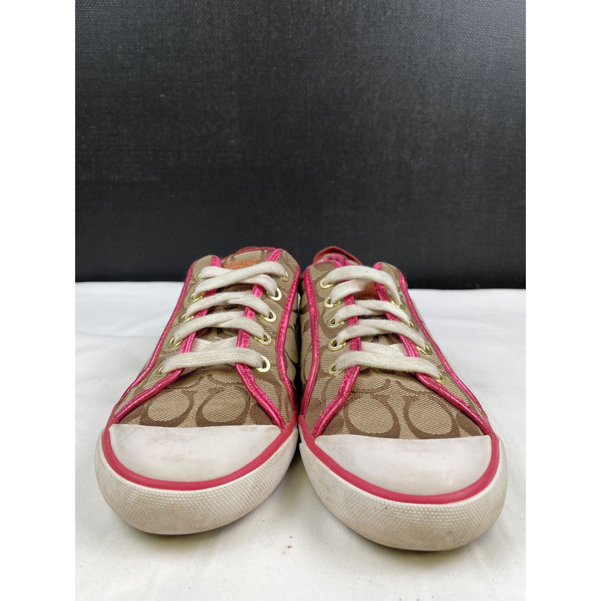 Coach Coach Women's Metallic Pink /Tan Canvas Sneakers/ Shoes Size Size US 7 / IT 37 - 2 Thumbnail