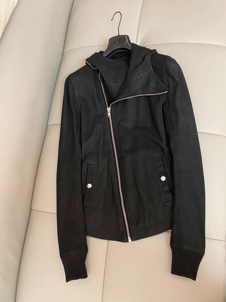 Rick Owens Inclined zipper hooded leather coat