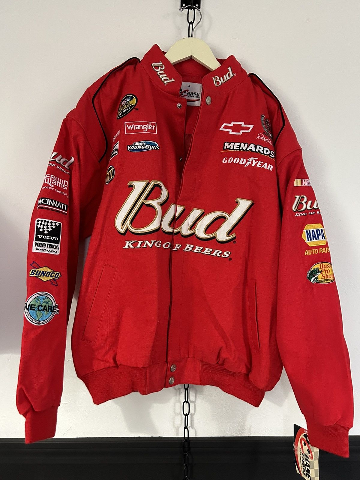 image of Chase Authentics x Nascar Vintage Y2K Dale Earnhardt Nascar Jacket in Red, Men's (Size XL)