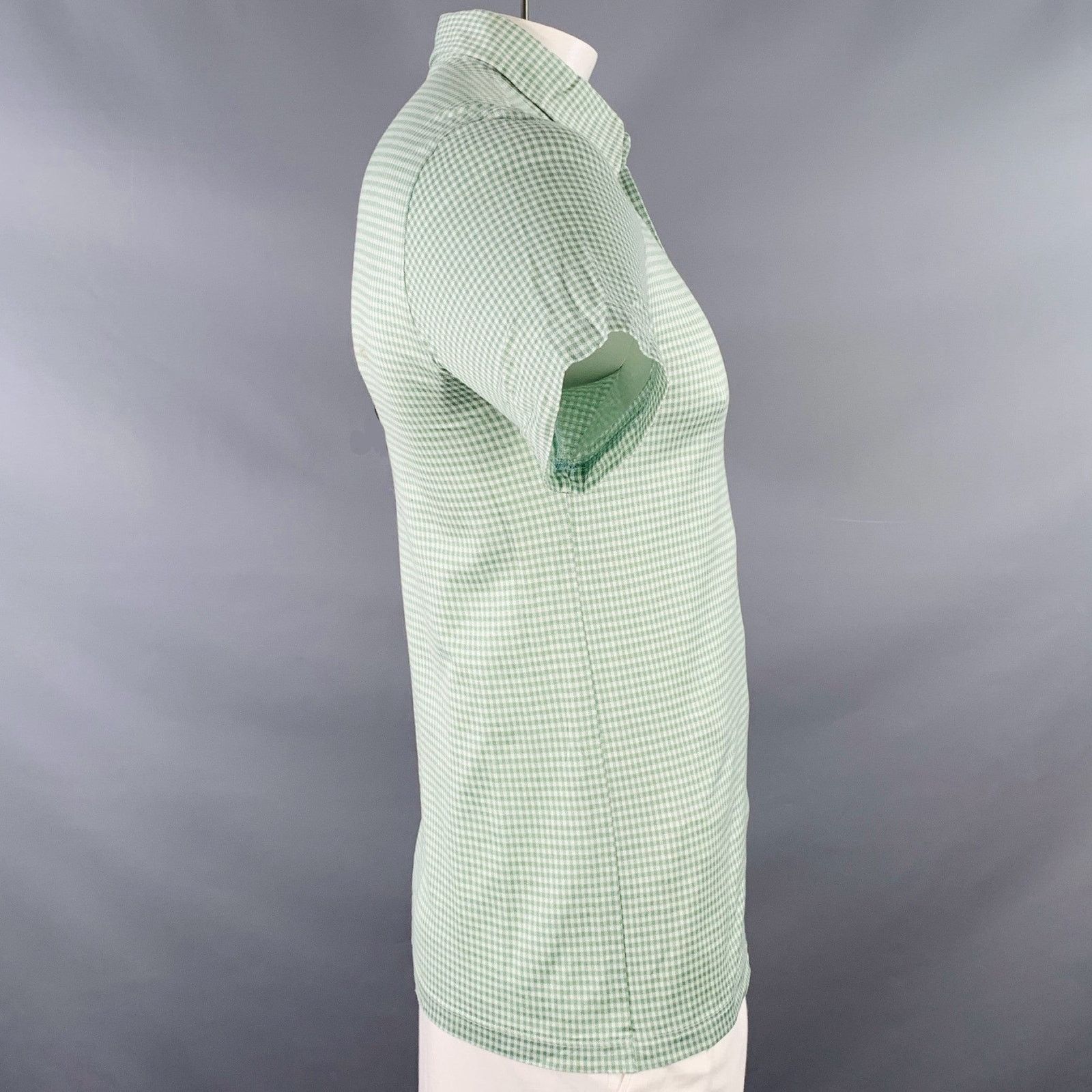 Brioni BRIONI Size L Green White Checkered Cotton Half Placket Polo Size US L / EU 52-54 / 3 - 2 Thumbnail