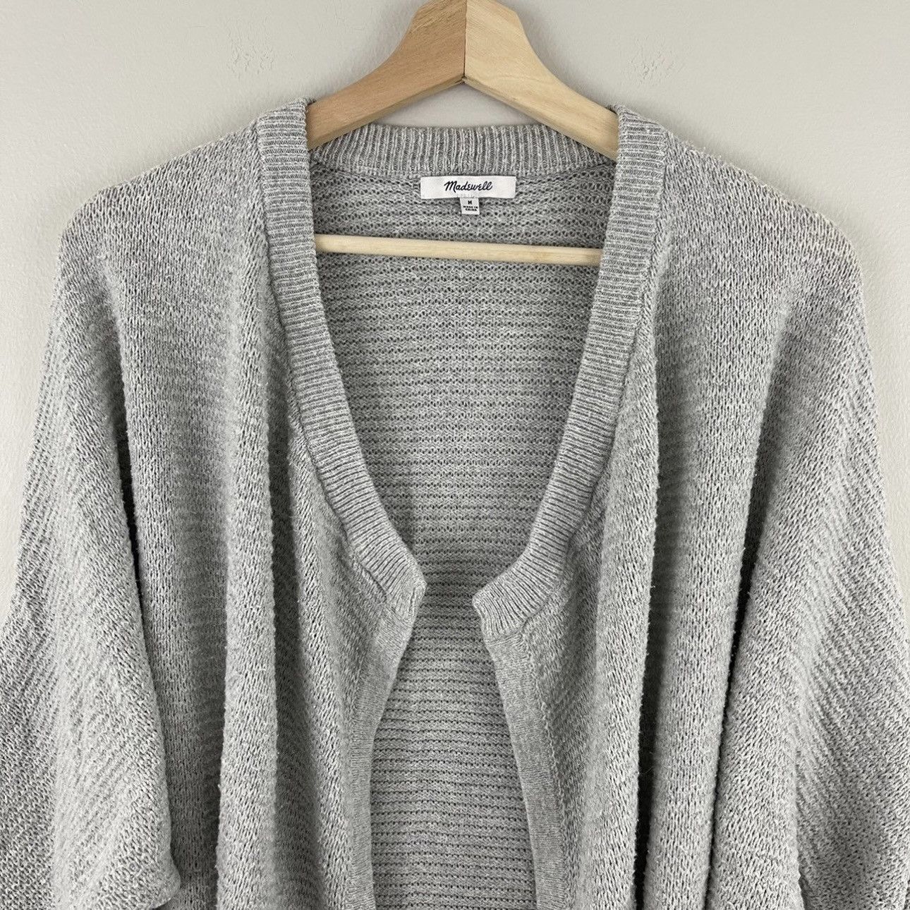 Madewell MADEWELL Grey Drapey Ribbed Knit Seabank Cardigan Sweater Size M / US 6-8 / IT 42-44 - 4 Thumbnail
