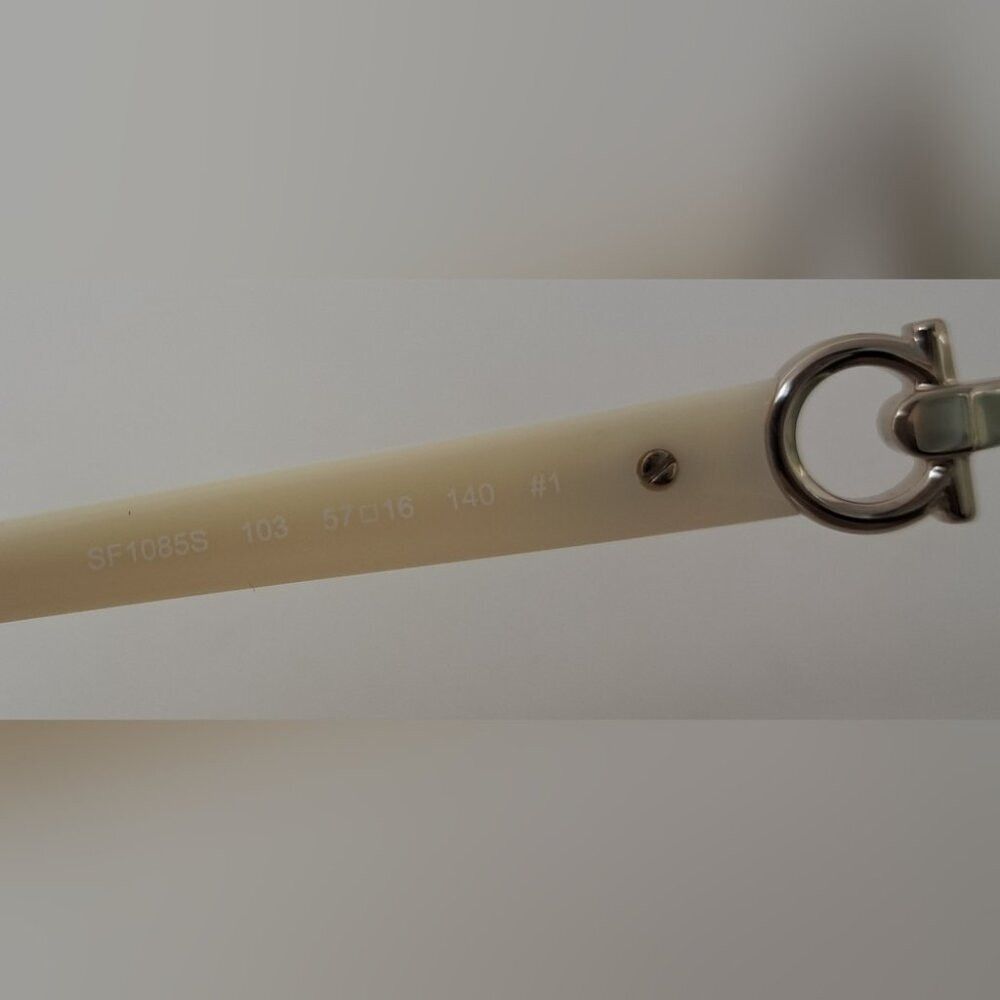 Salvatore Ferragamo Salvatore Ferragamo Sunglasses Ivory Cream Green Temple Log Size ONE SIZE - 7 Thumbnail