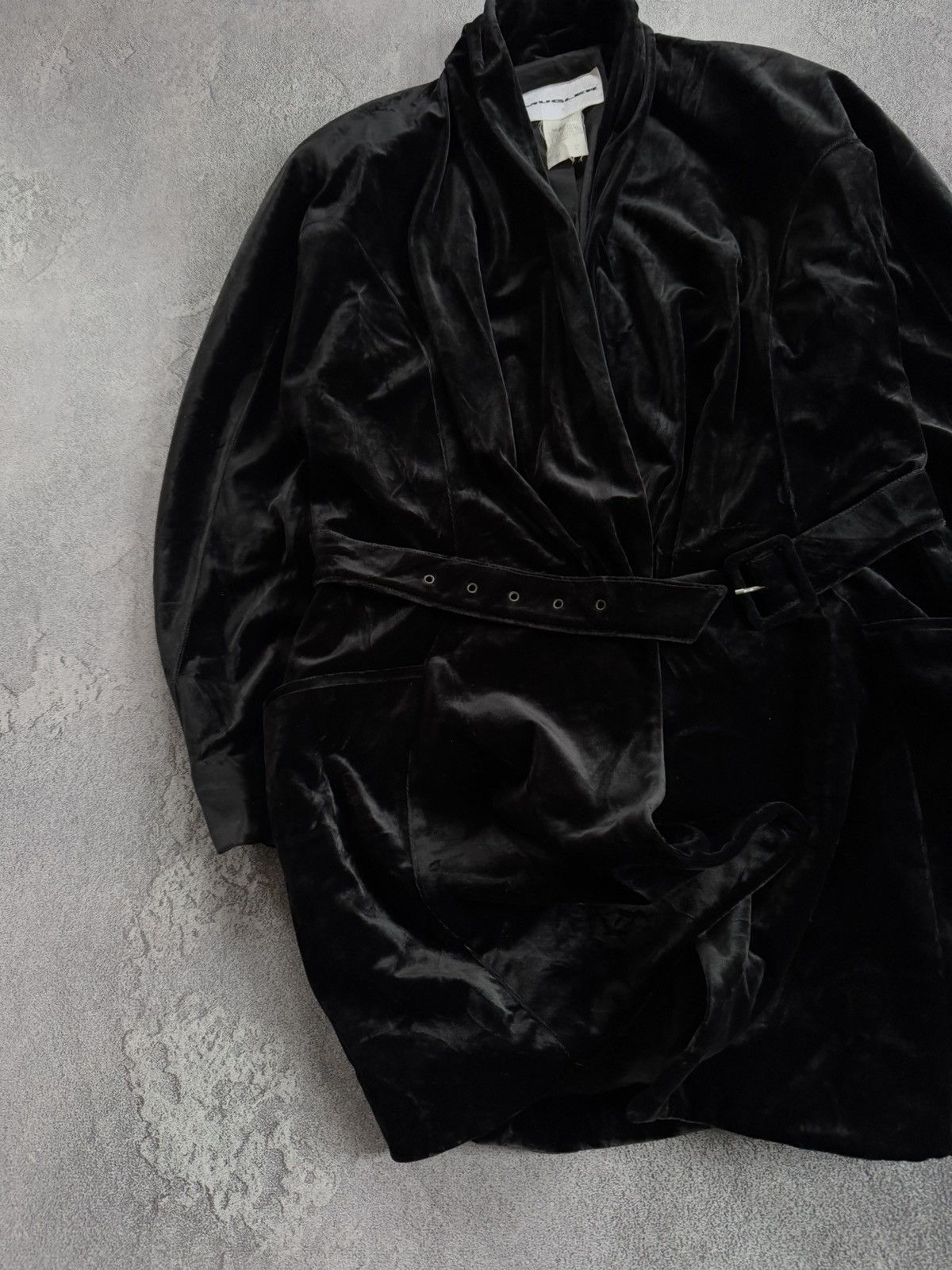 Mugler × Thierry Mugler MUGLER M/L velour velvet jacket blazer + belt vintage coat Size M / US 6-8 / IT 42-44 - 3 Thumbnail