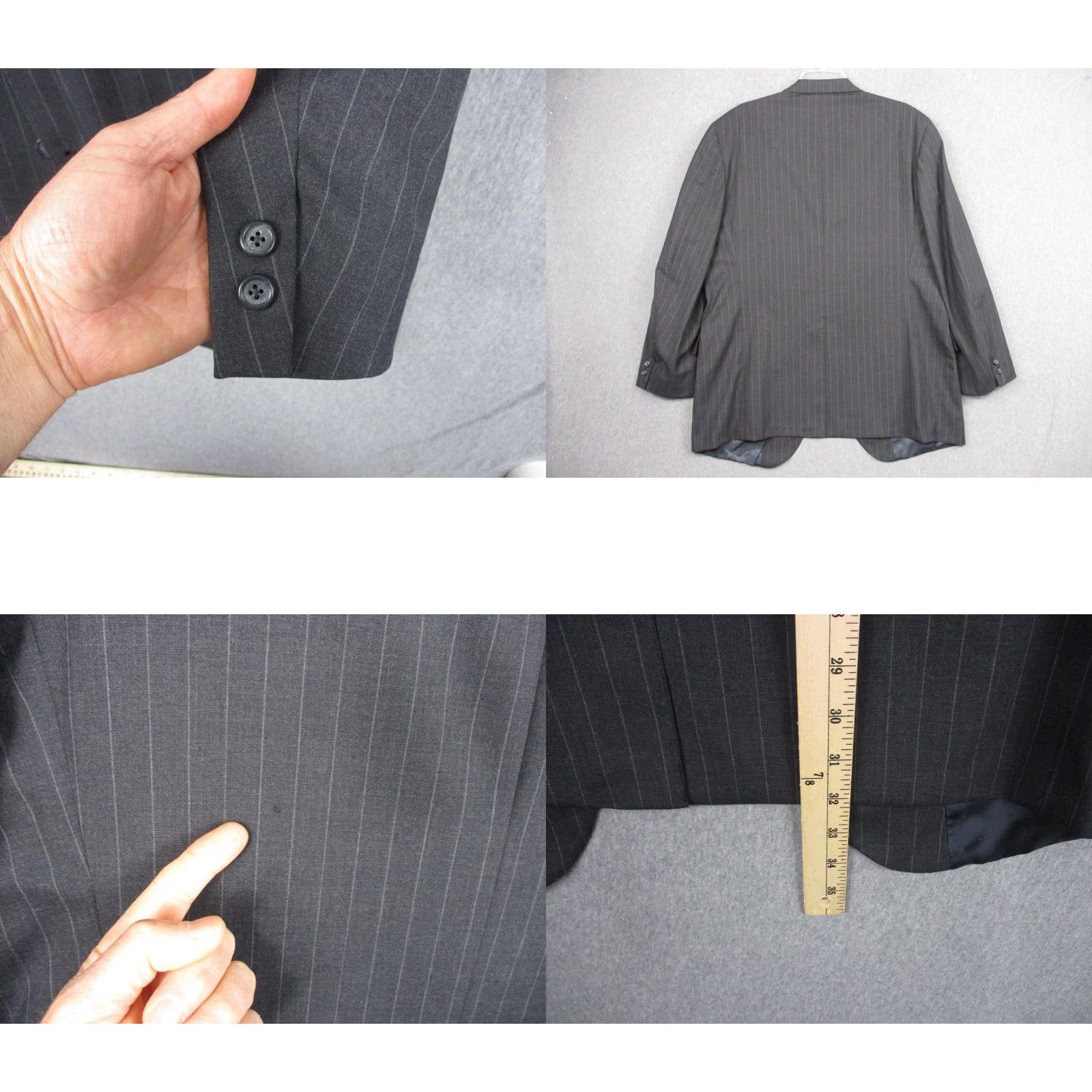 Brooks Brothers VINTAGE Brooks Brothers Blazer Mens 46L Gray Pinstripe Wool Suit Jacket 90s Size 46R - 8 Thumbnail