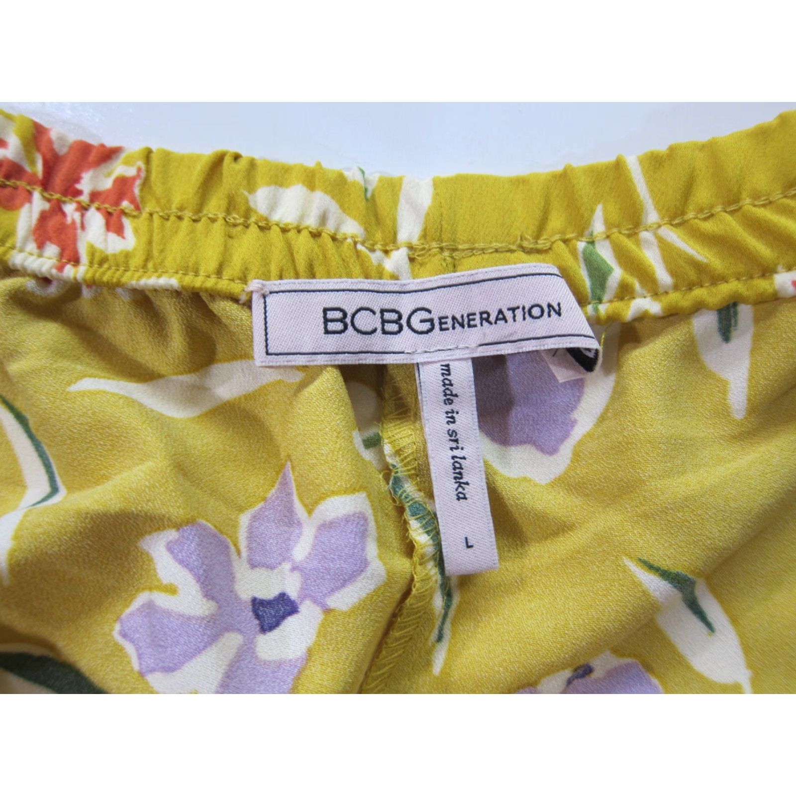 BCBGeneration BCBG Generation Yellow Pink Purple Floral Off Shoulder Crop Blouse Women Large Size L / US 10 / IT 46 - 3 Thumbnail
