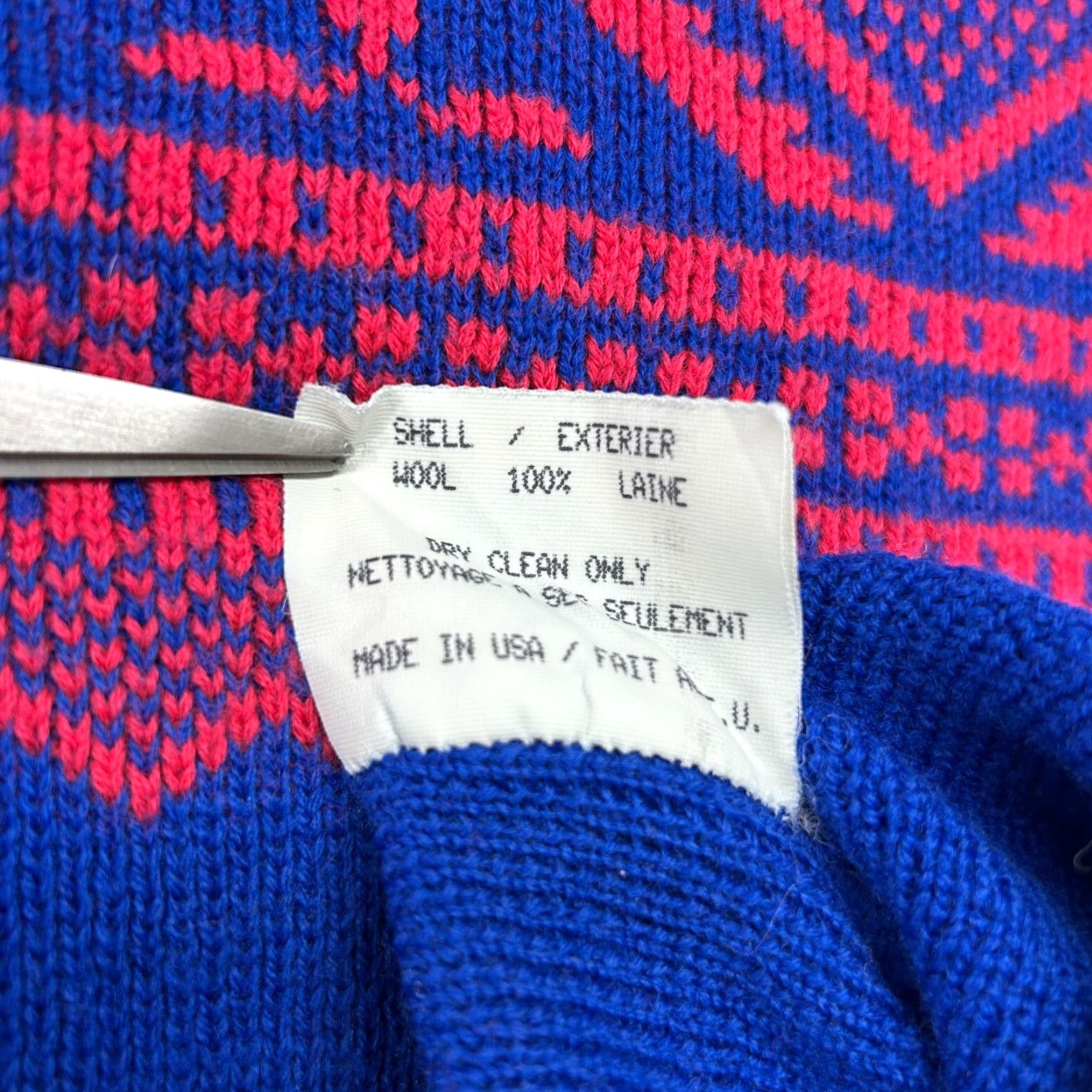 Vintage VINTAGE Demetre Sweater Womens L Blue Pink Mock Neck Wool Diamond Aztec Pullover Size L / US 10 / IT 46 - 5 Thumbnail