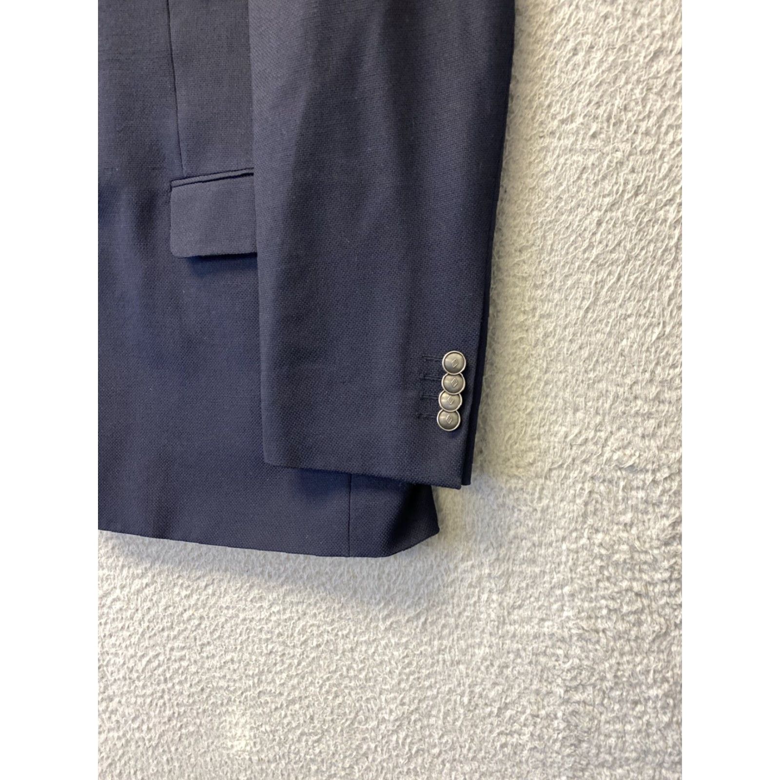 Joseph Abboud VINTAGE None Mens Sport Coat Blazer Suit Jacket 44 R Blue Wool 2-Button Notch Lapel Solid Business Formal Wedding Summer Mens Size 44R - 2 Thumbnail