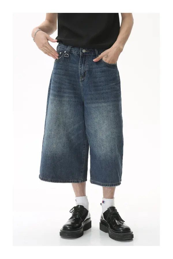 Japanese Brand Japanese retro loose wide-leg flared denim shorts Size US 32 / EU 48 - 2 Thumbnail