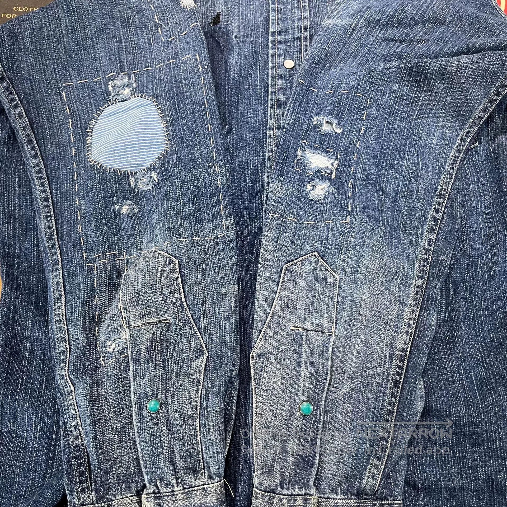 RRL Ralph Lauren Vintage RRL Distressed Denim Western Shirt. Size US M / EU 48-50 / 2 - 8 Thumbnail