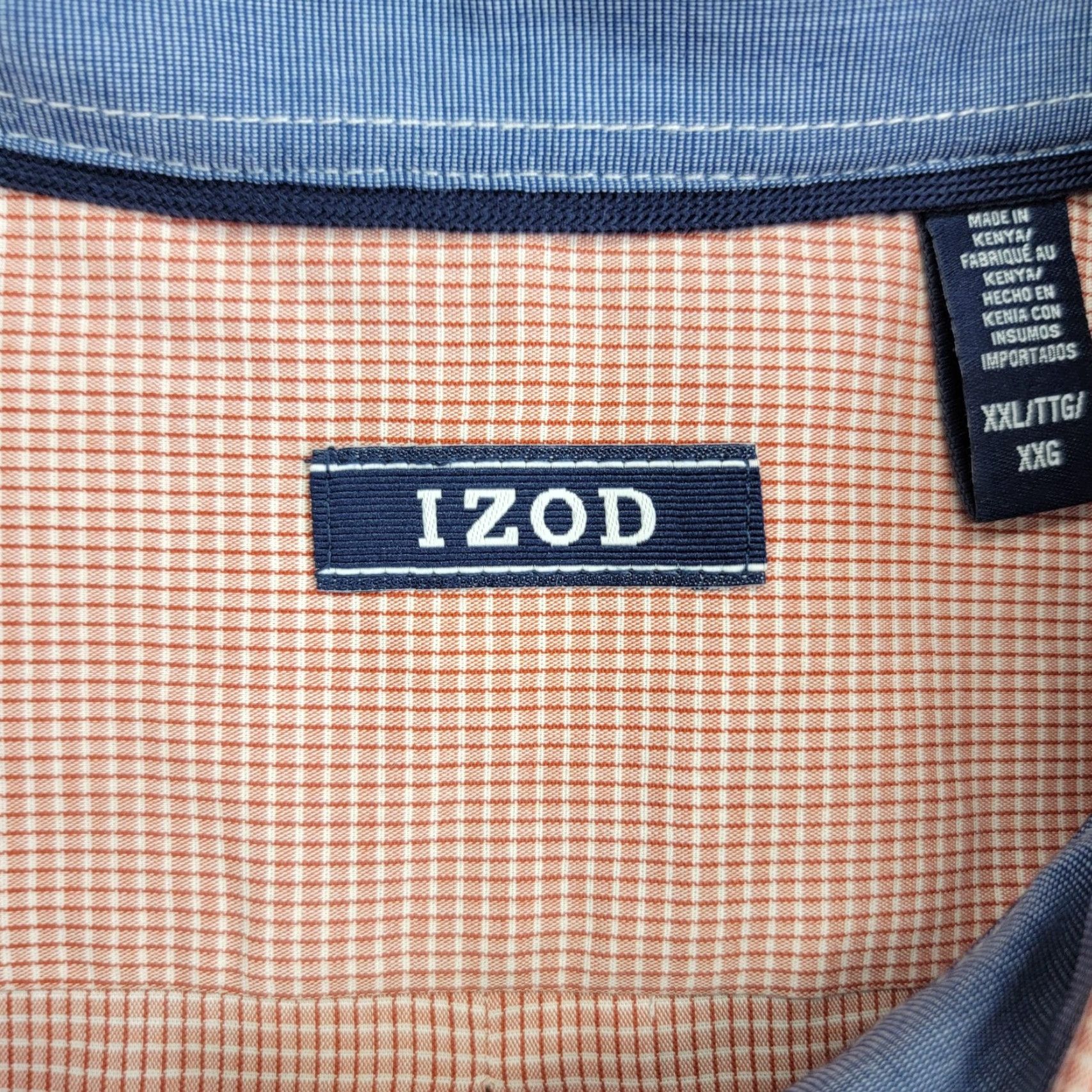Izod VINTAGE IZOD Shirt Mens 2XL Orange White Gingham Check Button Down Long Sleeve Pocket Size US XXL / EU 58 / 5 - 3 Thumbnail