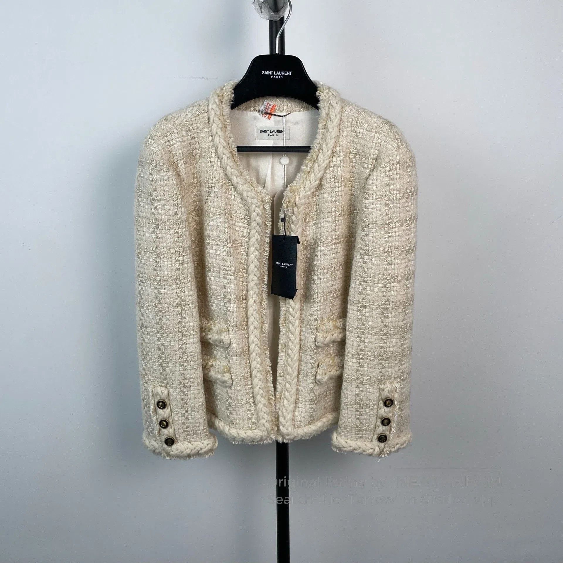 Saint Laurent Paris Saint Laurent Beige Tweed Jacket. Size XXL / US 16-18 / IT 52-54 - 1 Thumbnail
