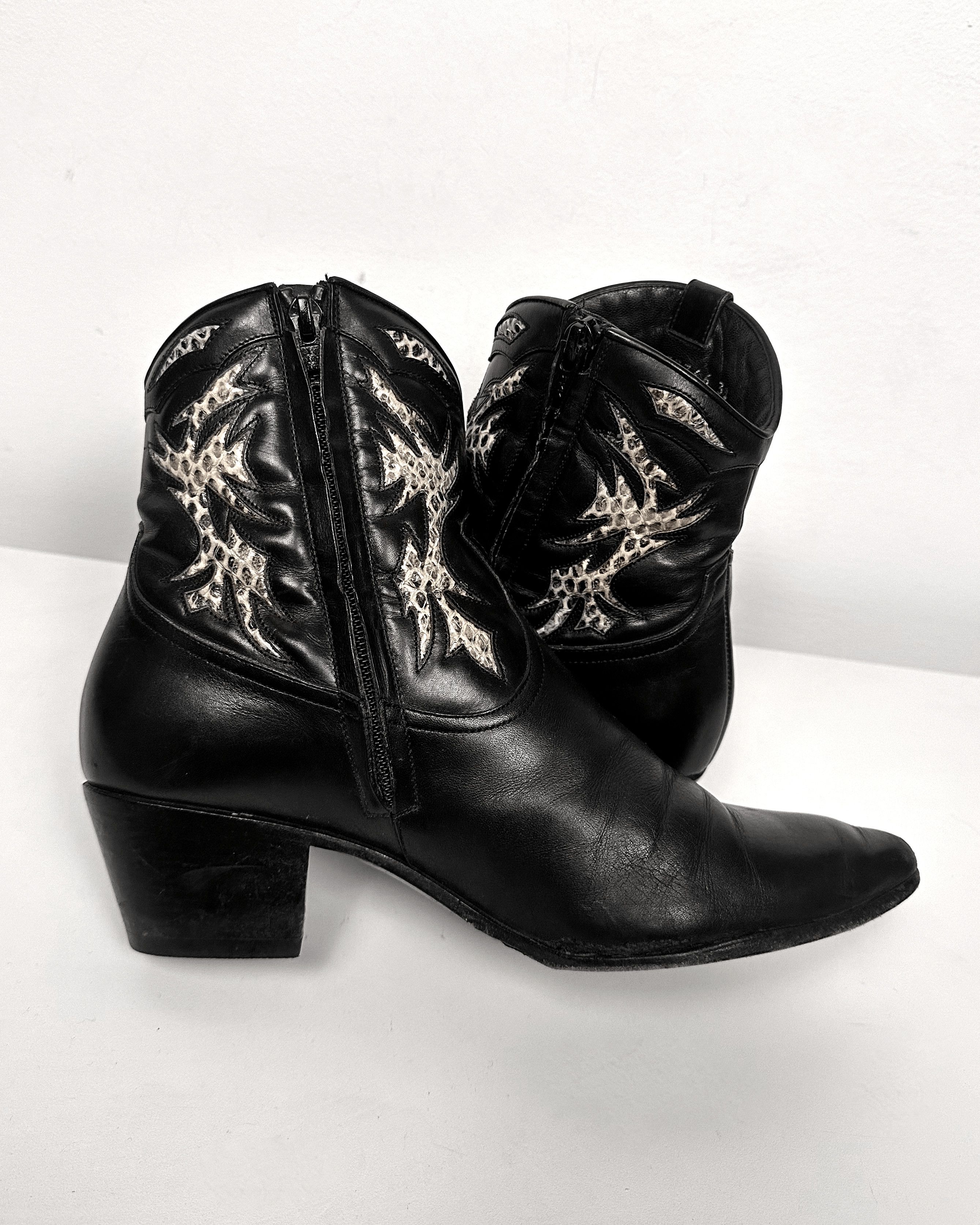 Saint Laurent Paris Saint Laurent Snakeskin Logo Pattern Cowboy Rock Boots Size US 6.5 / EU 39-40 - 7 Thumbnail