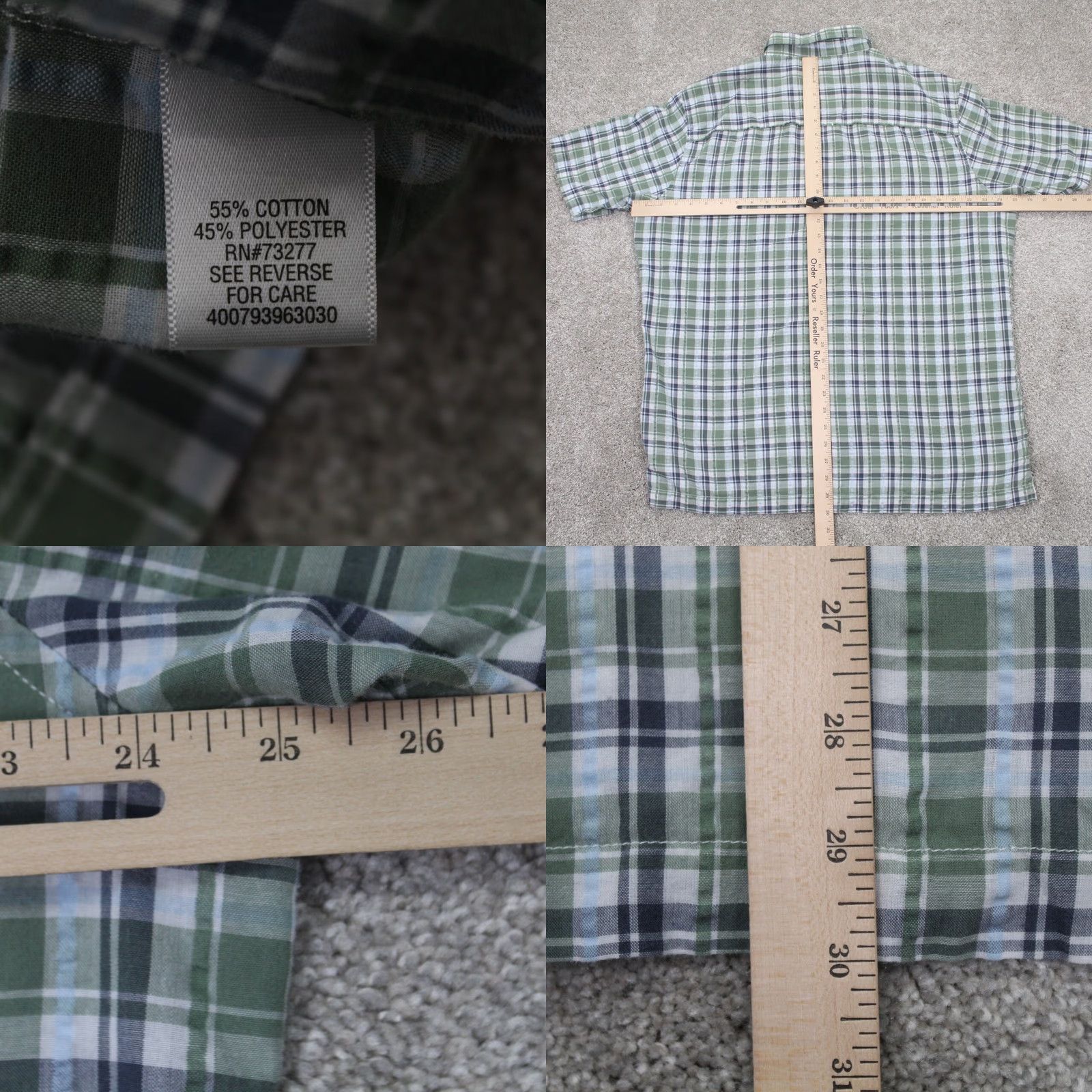 Croft & Barrow Croft & Barrow Quick Dry Shirt Mens L Green/Blue Plaid S/S Button Shirt Size US L / EU 52-54 / 3 - 8 Thumbnail