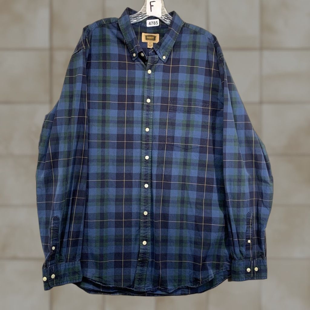 Vintage Foundry Supply Co Button-Up Shirt Men XLT Blue Plaid Long Sleeve Big & Tall Outdoor Size US XL / EU 56 / 4 - 1 Thumbnail