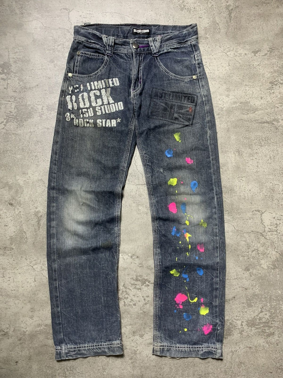 Japanese Brand 2000s Ba Tsu Studio - Rock Star Jeans DIY Paint-Splatter Size US 30 / EU 46 - 1 Thumbnail