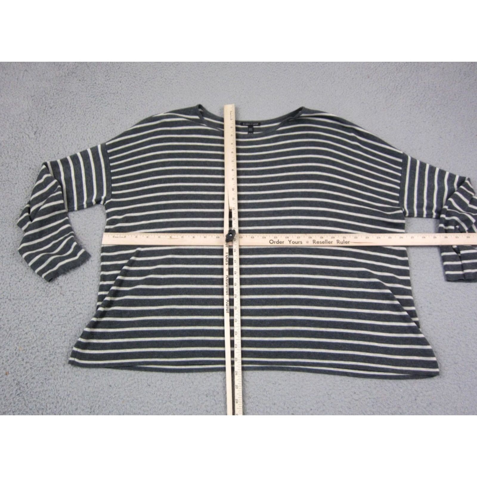 Eileen Fisher Eileen Fisher Sweater Women XL Gray White Striped Wool Blend Knit Size XL / US 12-14 / IT 48-50 - 7 Thumbnail