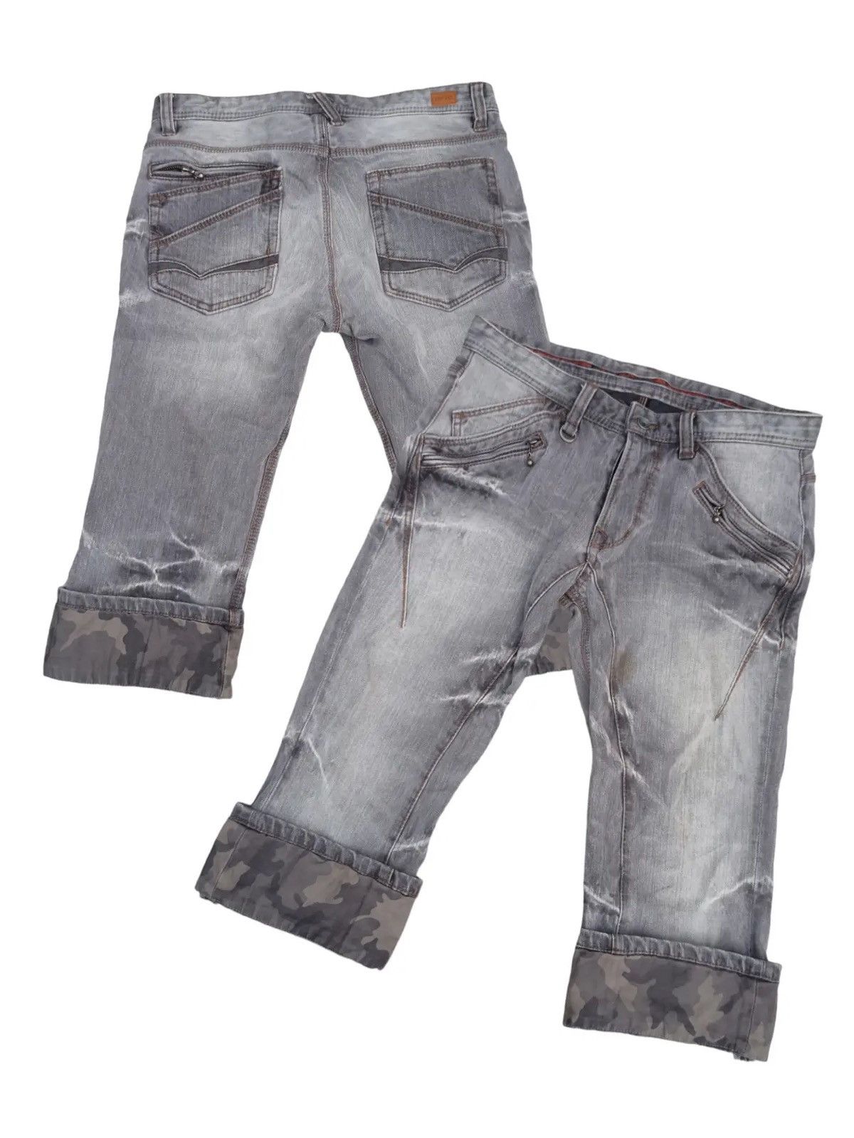 Nicole Club Nicole Club For Men Camo Cuff Zip Pocket Denim Shorts Size US 32 / EU 48 - 24 Thumbnail
