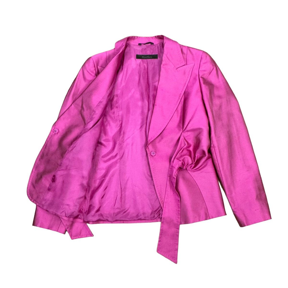 Max Mara Max Mara Pianoforte Silk-Cotton Blazer Belted size US10 IT44 Size L / US 10 / IT 46 - 16 Thumbnail