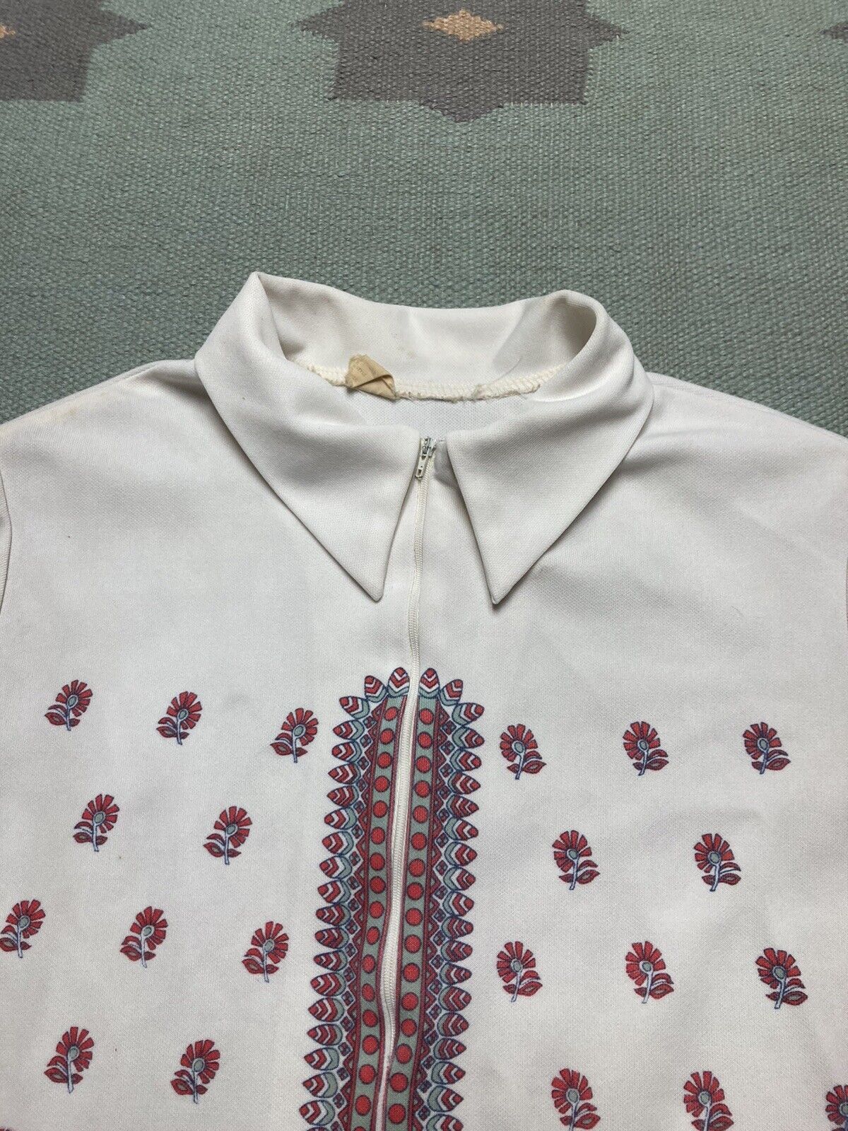 Vintage Vintage 70s collared shirt 1/4 zip flowers paisley hippie L Size L / US 10 / IT 46 - 3 Thumbnail