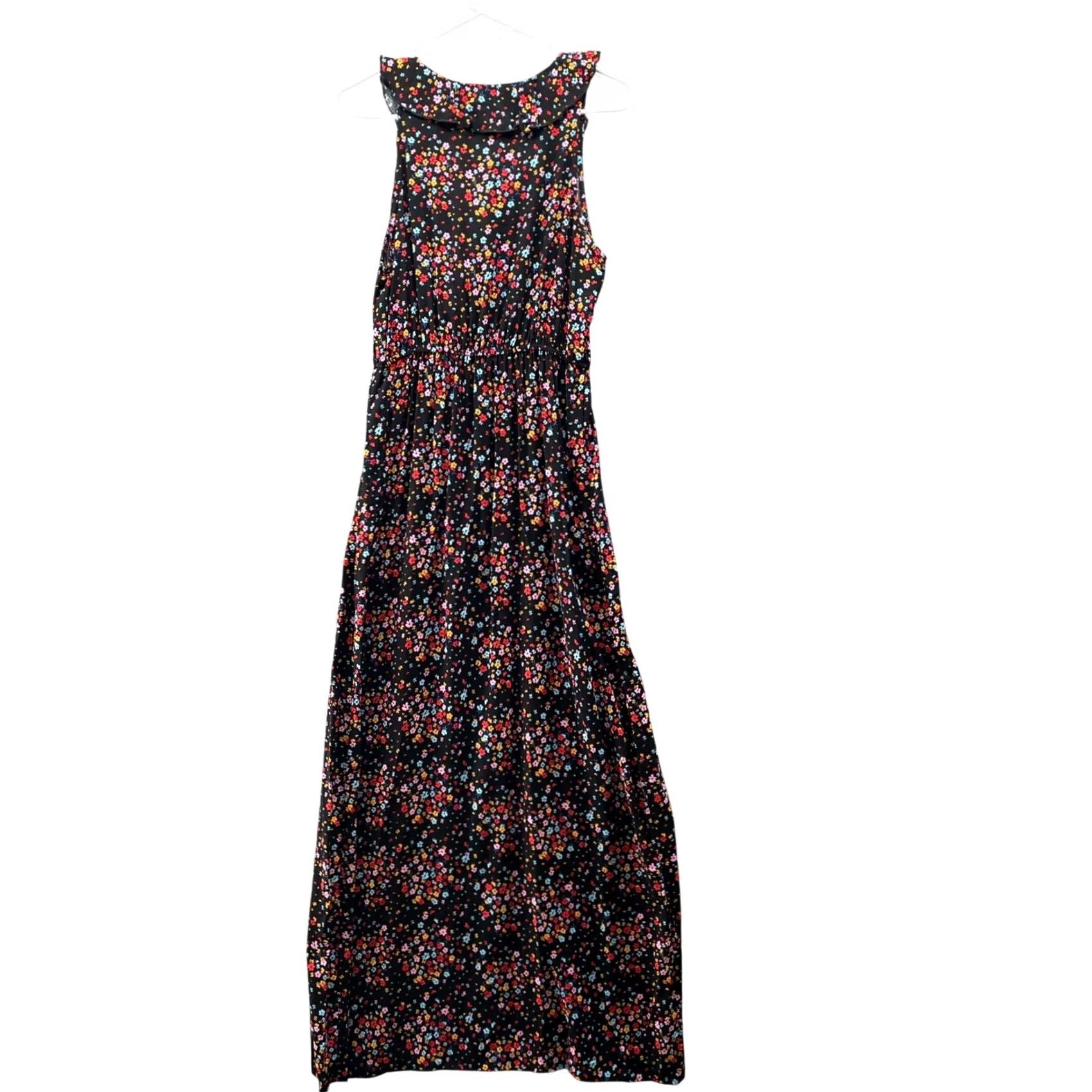 Vintage Kingston Grey Dress Womens M Black NWT Maxi Floral Sleeveless Ruffle Neck Size M / US 6-8 / IT 42-44 - 2 Thumbnail