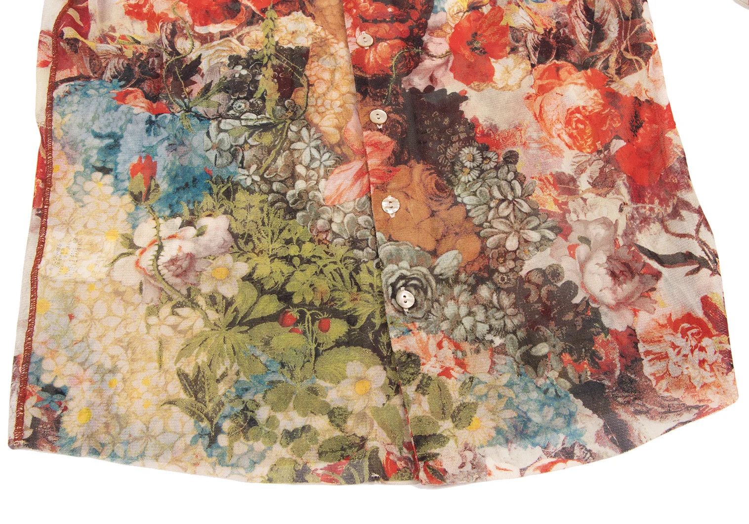 Jean Paul Gaultier Floral Print Power Net Shirt in Red Other 48 Size US M / EU 48-50 / 2 - 7 Thumbnail