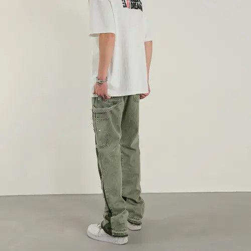 Japanese Brand Graffiti Splash Ink Colorblocked Micro Flared Denim Jeans Size US 33 - 3 Thumbnail