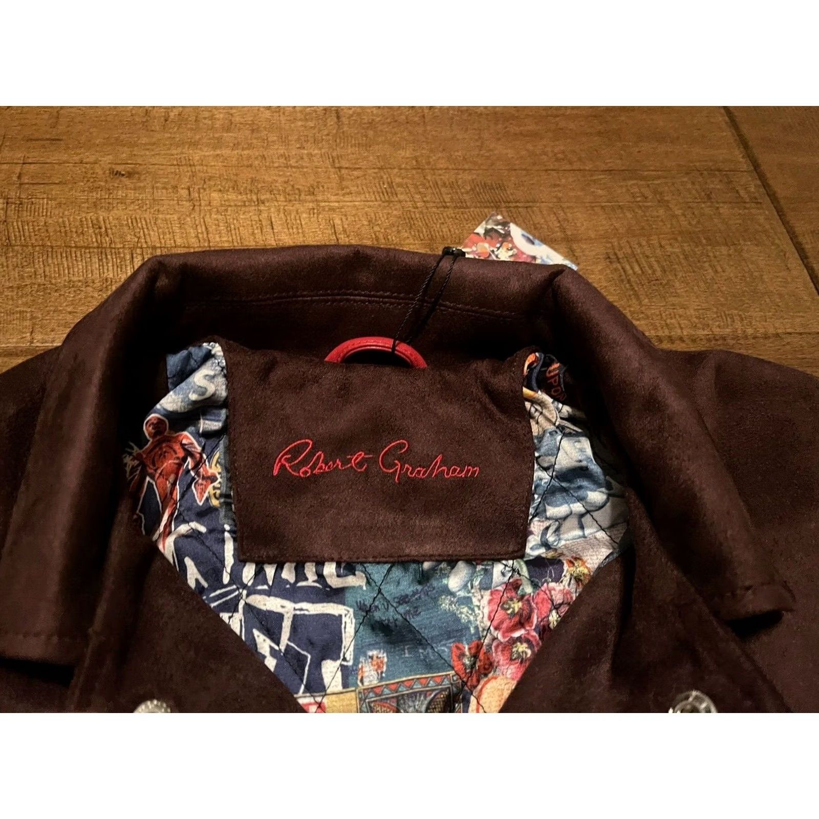 Robert Graham Robert Graham Suede Trucker Jacket Men's Small Mahogany Vegan RGF23R77 New! Size US S / EU 44-46 / 1 - 4 Thumbnail